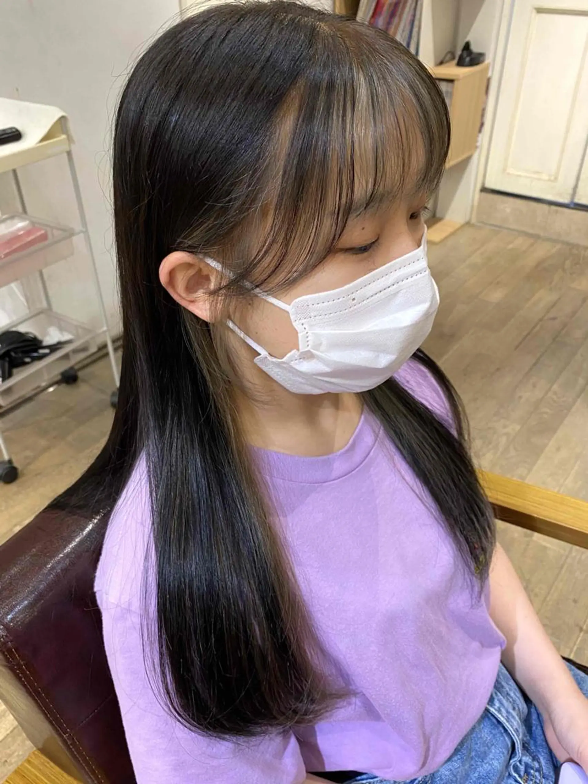 ミディアム カラー ミストバング イヤリングカラー  フェイスフレーミング インナーカラー くびれヘア 前田 裕介のヘアスタイル