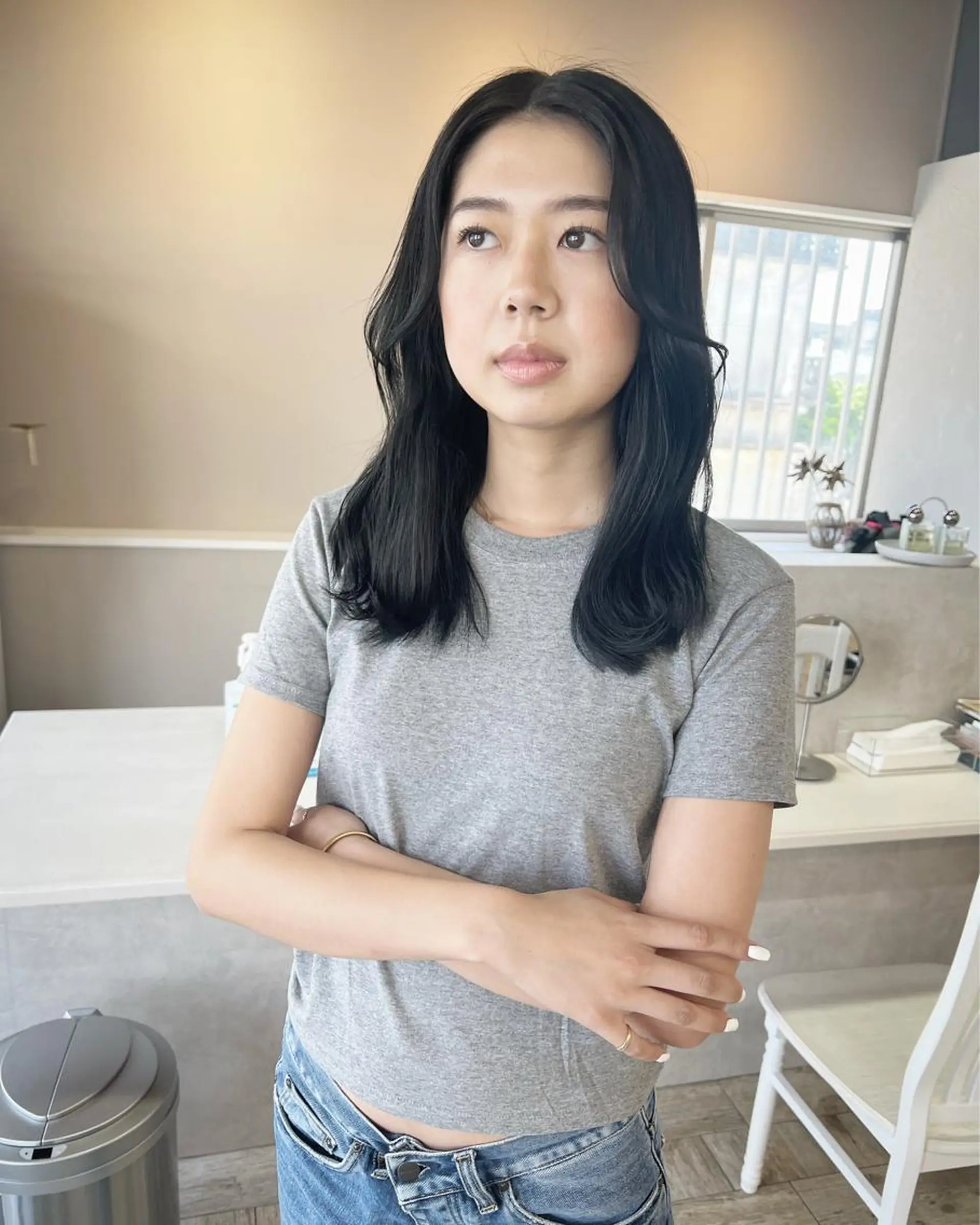 ロング カラー 顔まわりレイヤー 顔周りカット レイヤーカット テトネ タカシのヘアスタイル