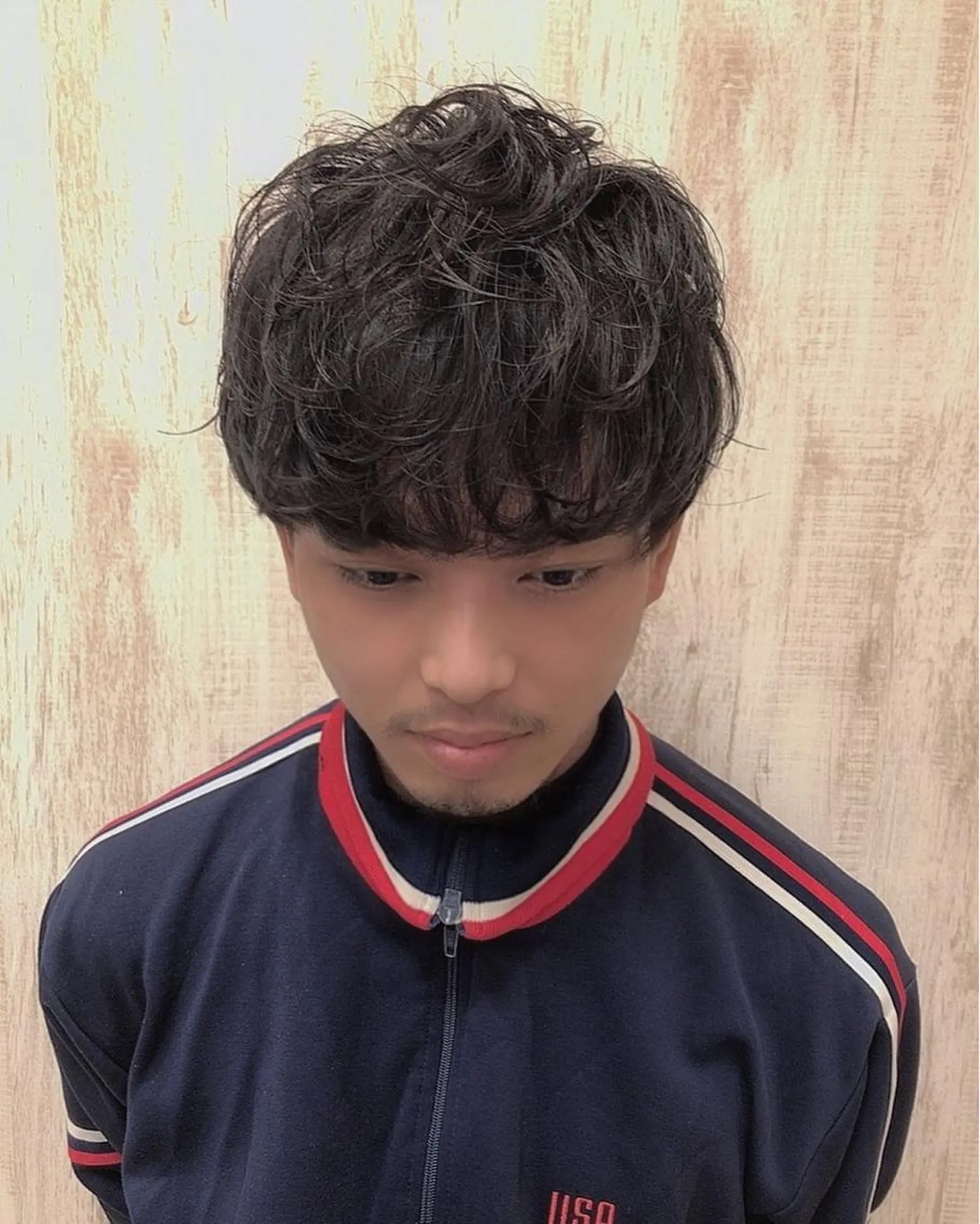 ミディアム パーマ メンズ メンズパーマ波巻き 🌳大森悠登🌳のヘアスタイル