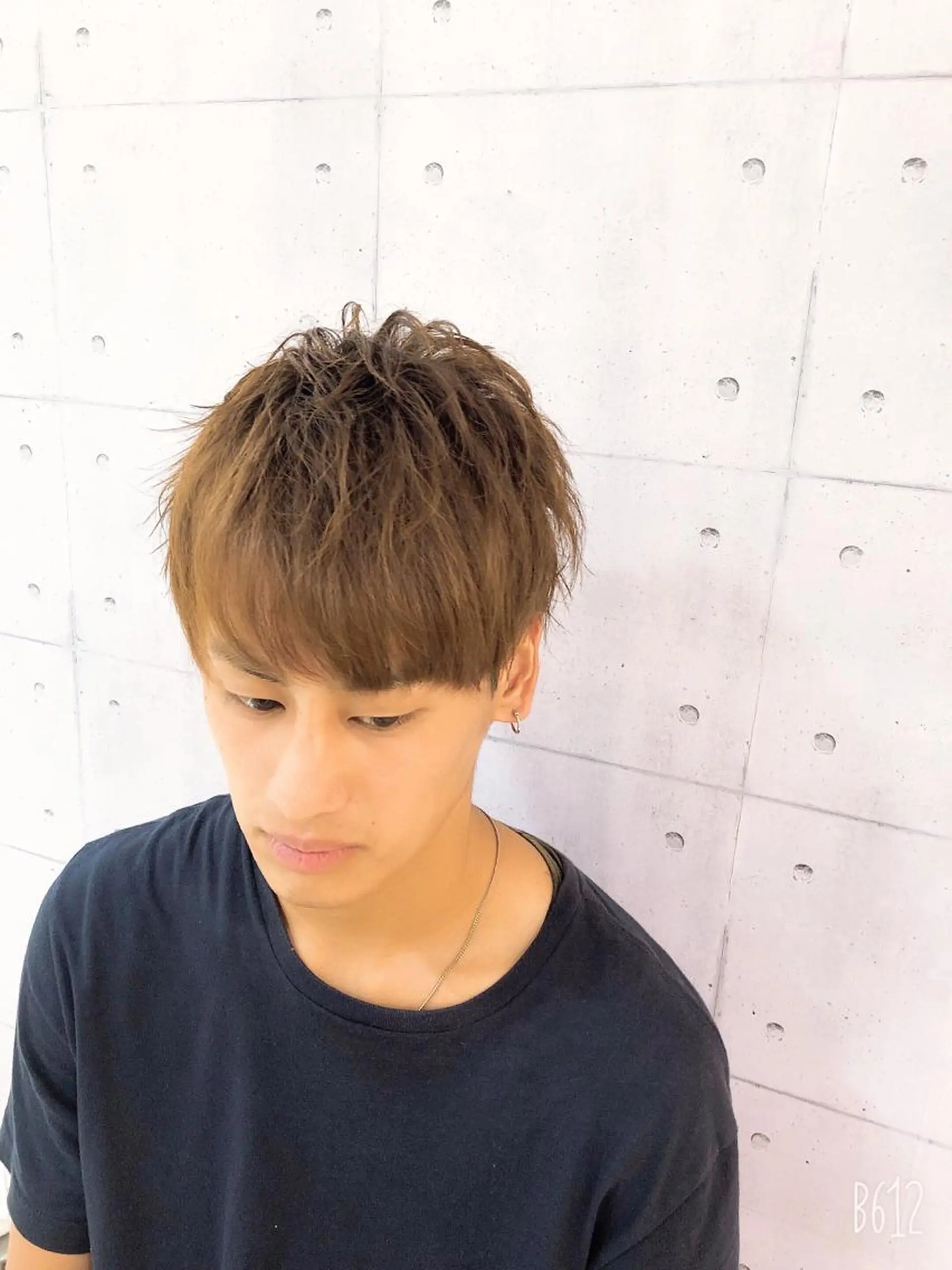 ショート パーマ メンズ 髪質改善× 白髪ぼかし溝江のヘアスタイル