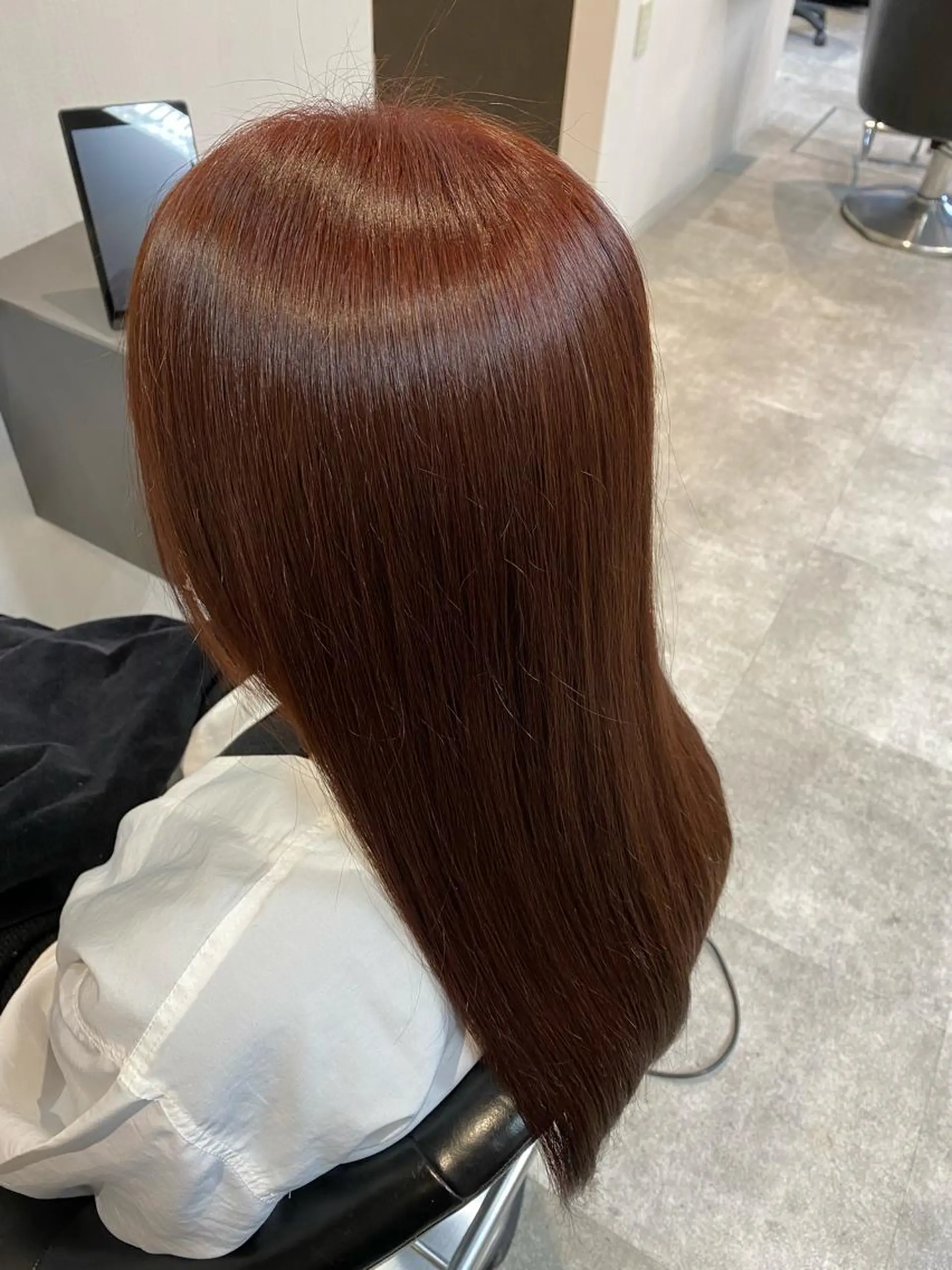 ロング カラー ブリーチ ブラウンカラー ブリーチなしカラー レッドカラー レッドブラウン 中島 奈々のヘアスタイル