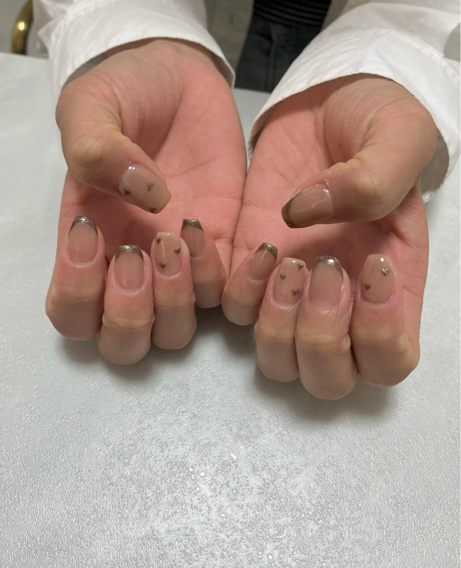 ネイル フレンチネイル ハート ハンドネイル SAKU nail 作島茜のネイルデザイン