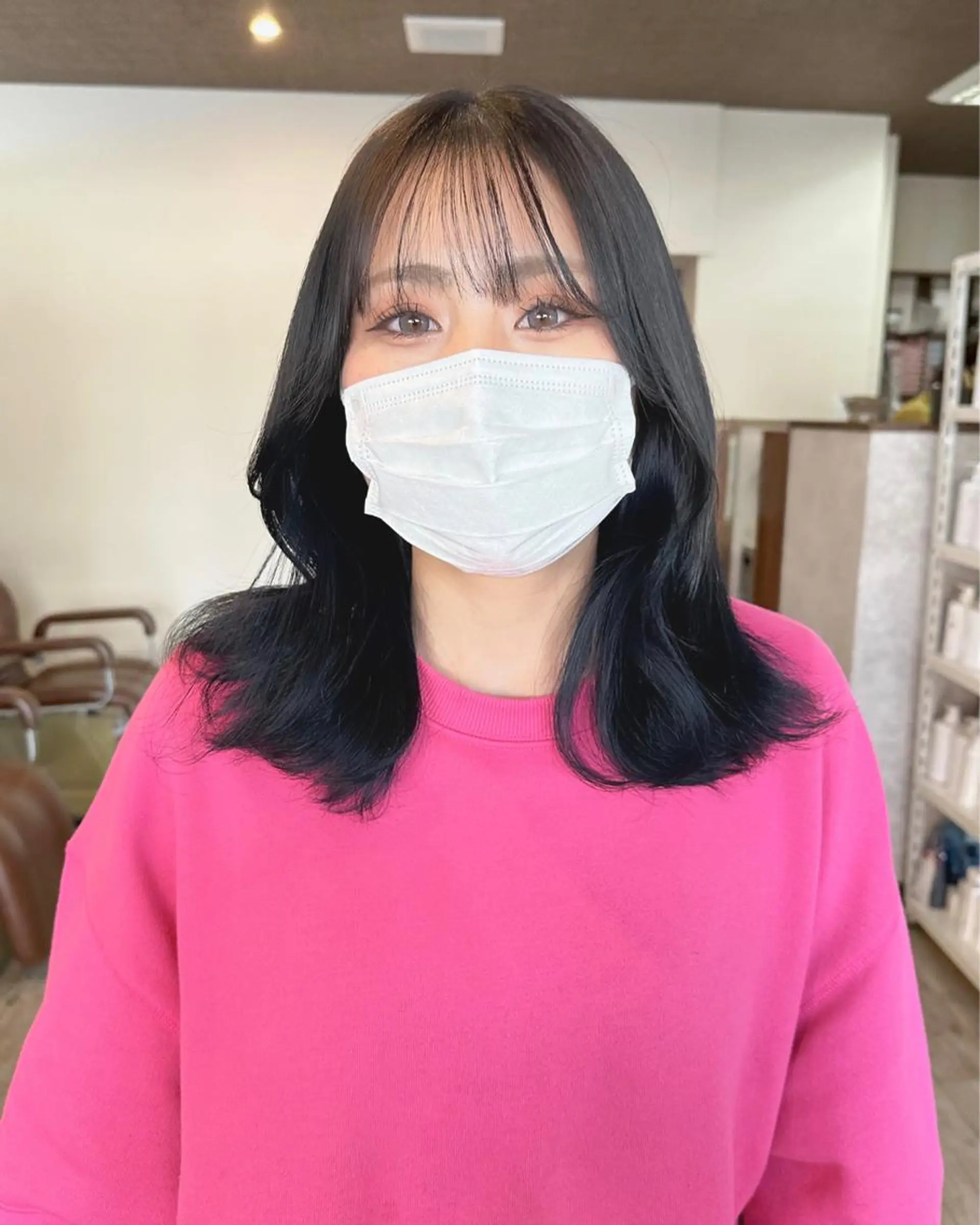 セミロング カラー ブルーカラー インナーカラー ネイビーカラー レイヤー/高橋 みく /池下/千種のヘアスタイル