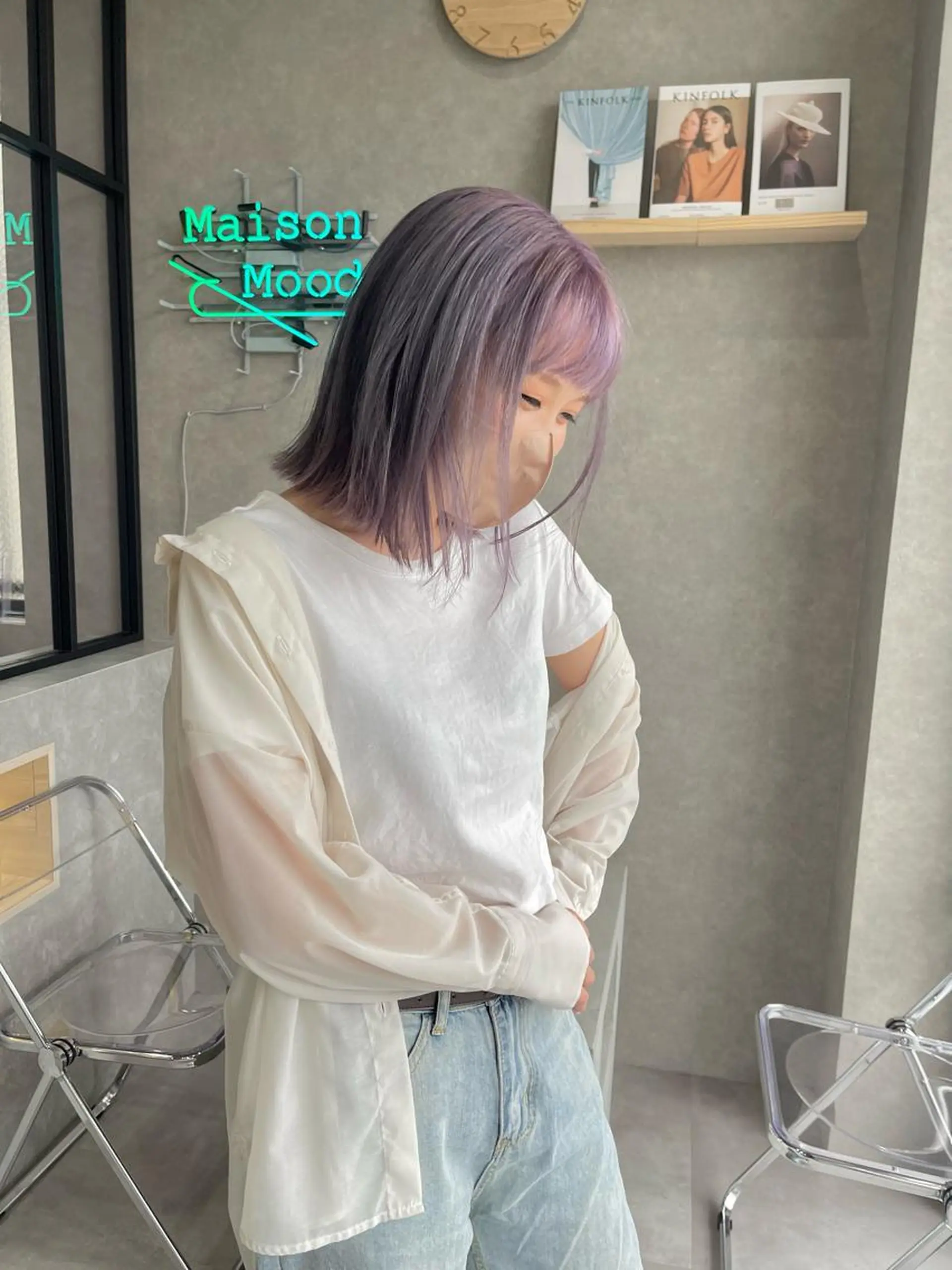 ミディアム カラー カット ヘアカラー トリートメント 一ノ瀬 暁のヘアスタイル