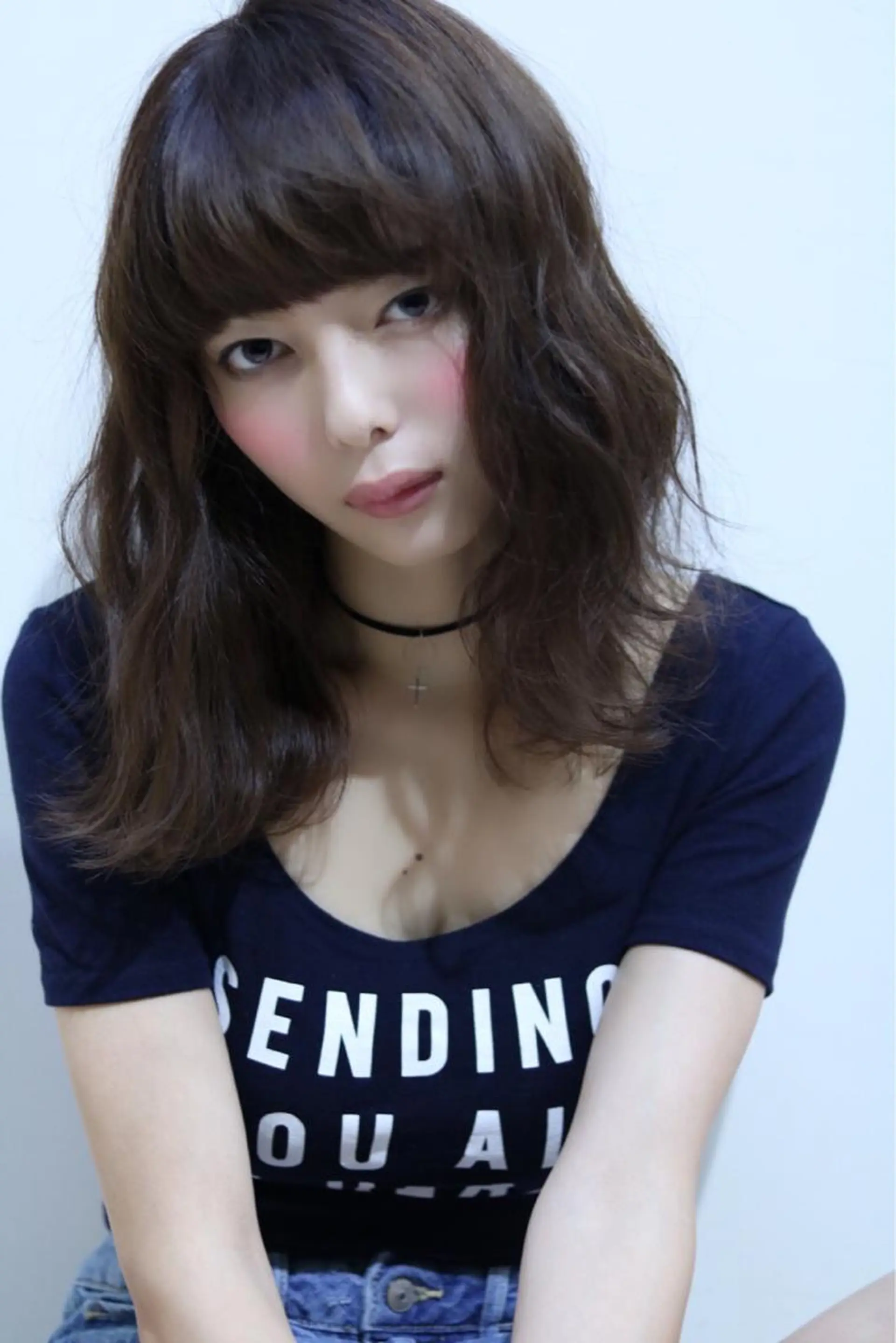 ミディアム カラー パーマ 透明感カラー 及川 翔のヘアスタイル