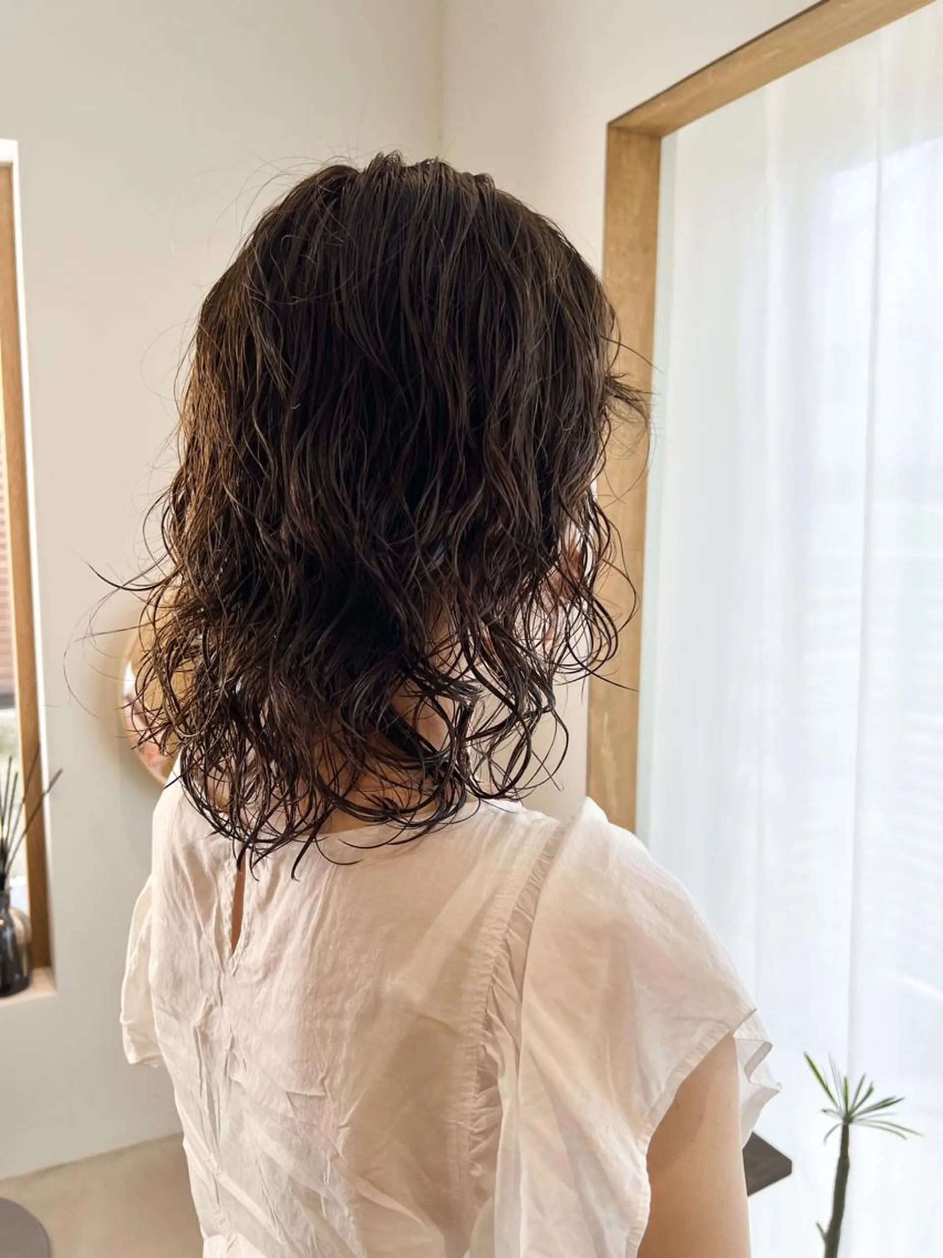 ミディアム カラー パーマ ミディアムパーマ /癖毛パーマのヘアスタイル