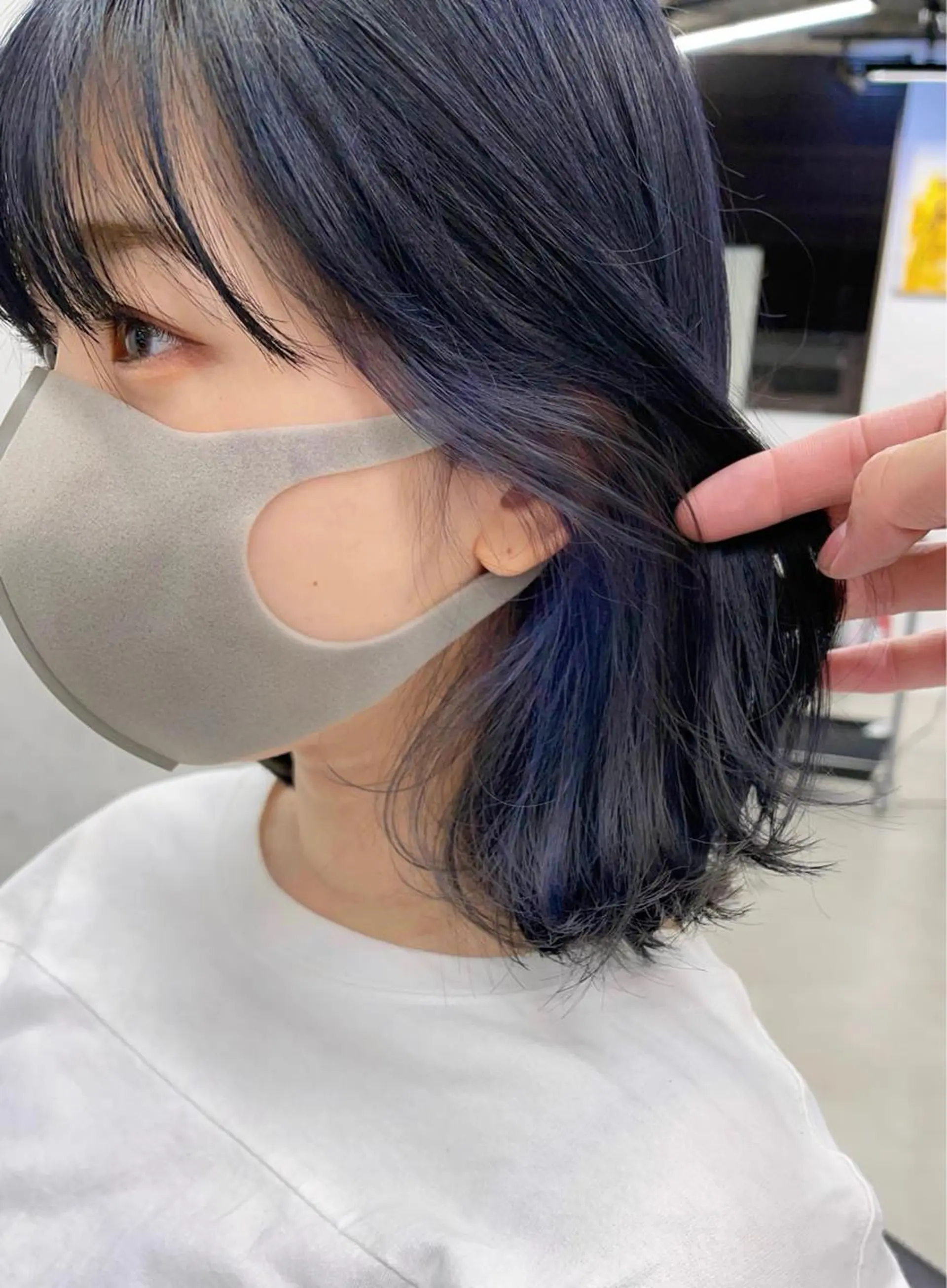カラー 黒髪 ブリーチ ブルーカラー ブルーブラック ブリーチダブルカラー 【koide】のヘアスタイル