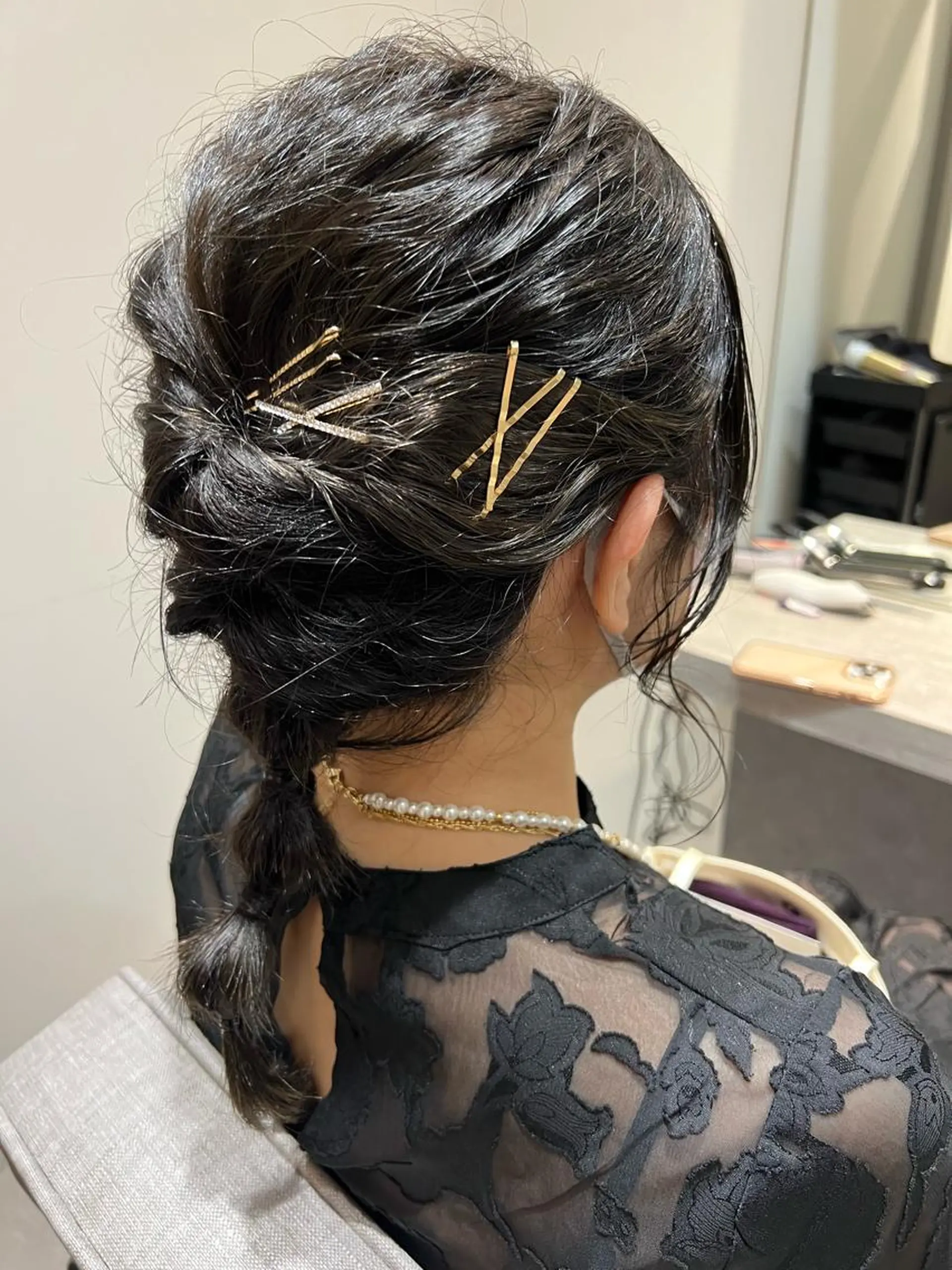 ミディアム カラー ヘアアレンジ 暗髪カラー🫐パーマ おくだりんかのヘアスタイル