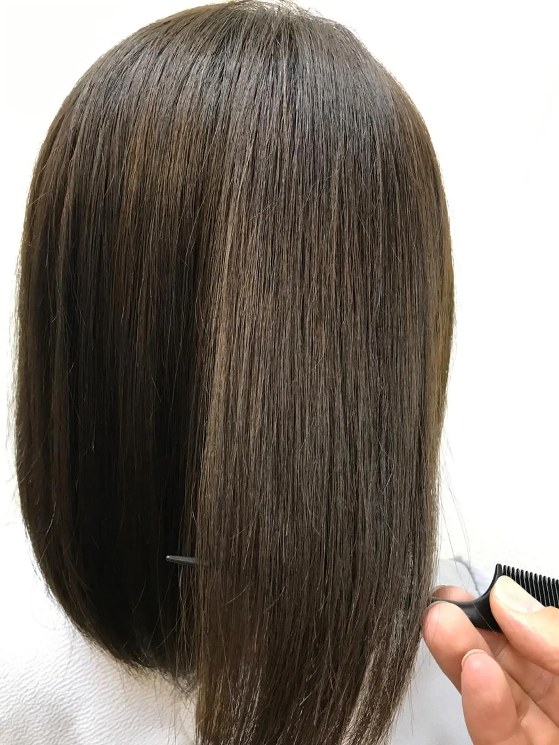 ミディアム カラー アッシュ 透明感カラー オレンジ 吉森 満俊のヘアスタイル