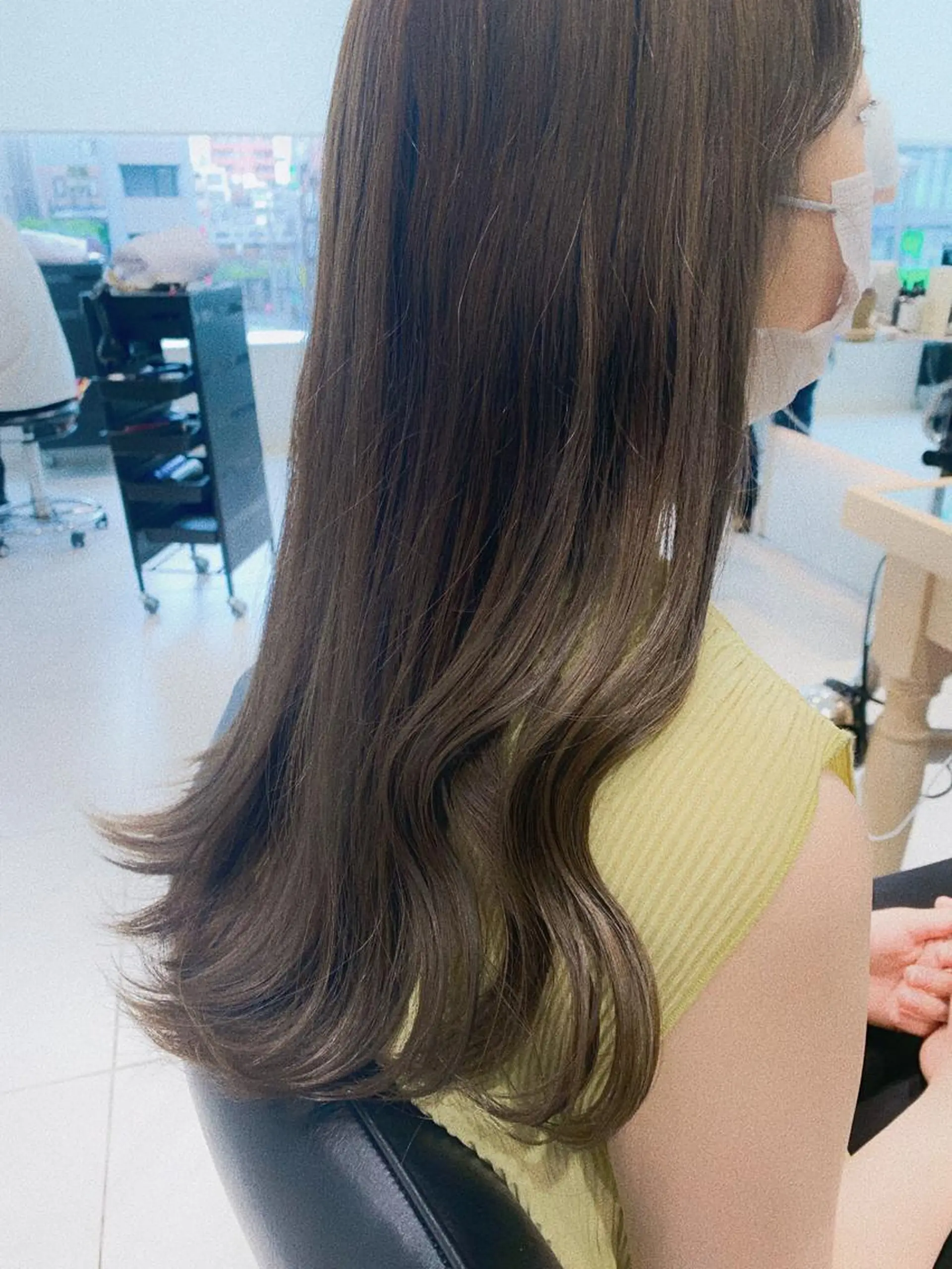 ロング ヘアカラー トリートメント ヘッドスパ ヘアセット オリーブ カラー✨有坂映哉のヘアスタイル