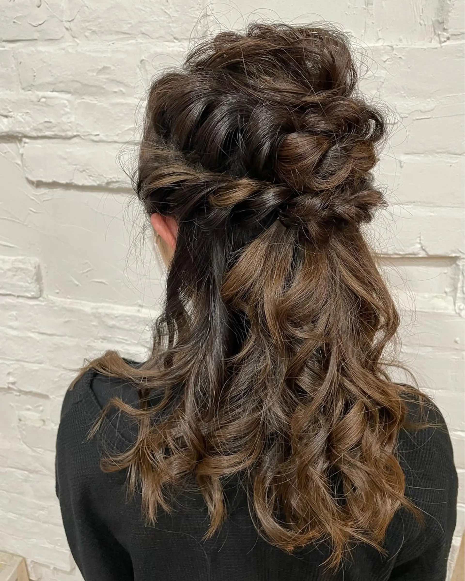 セミロング ヘアアレンジ ハーフアップ ヘアセット 【ピンク/韓国ヘア/ ヘアセット】亜海のヘアスタイル