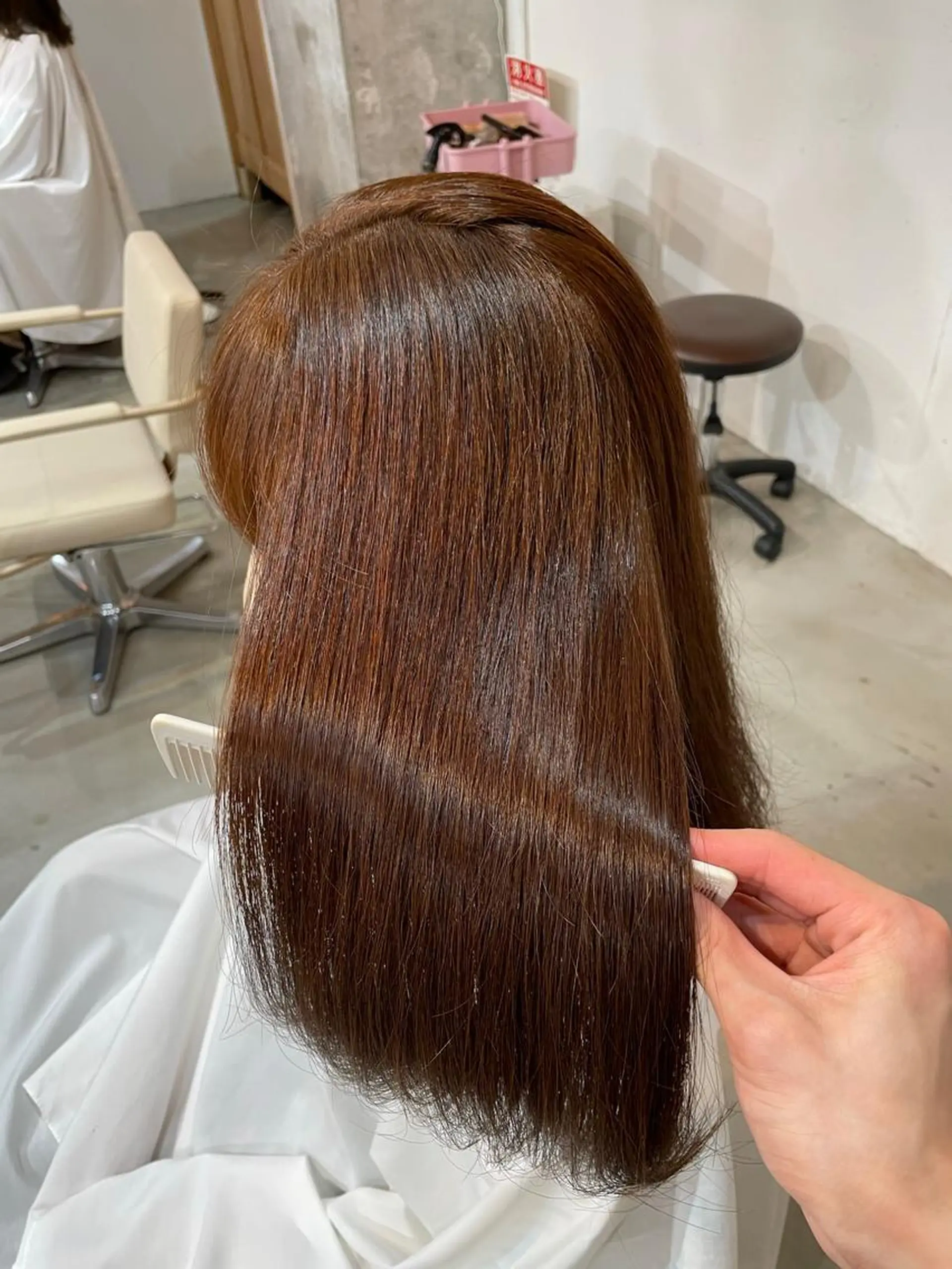 ロング カラー カット 縮毛矯正 ハイトーンレイヤー 顔まわりSOTAのヘアスタイル