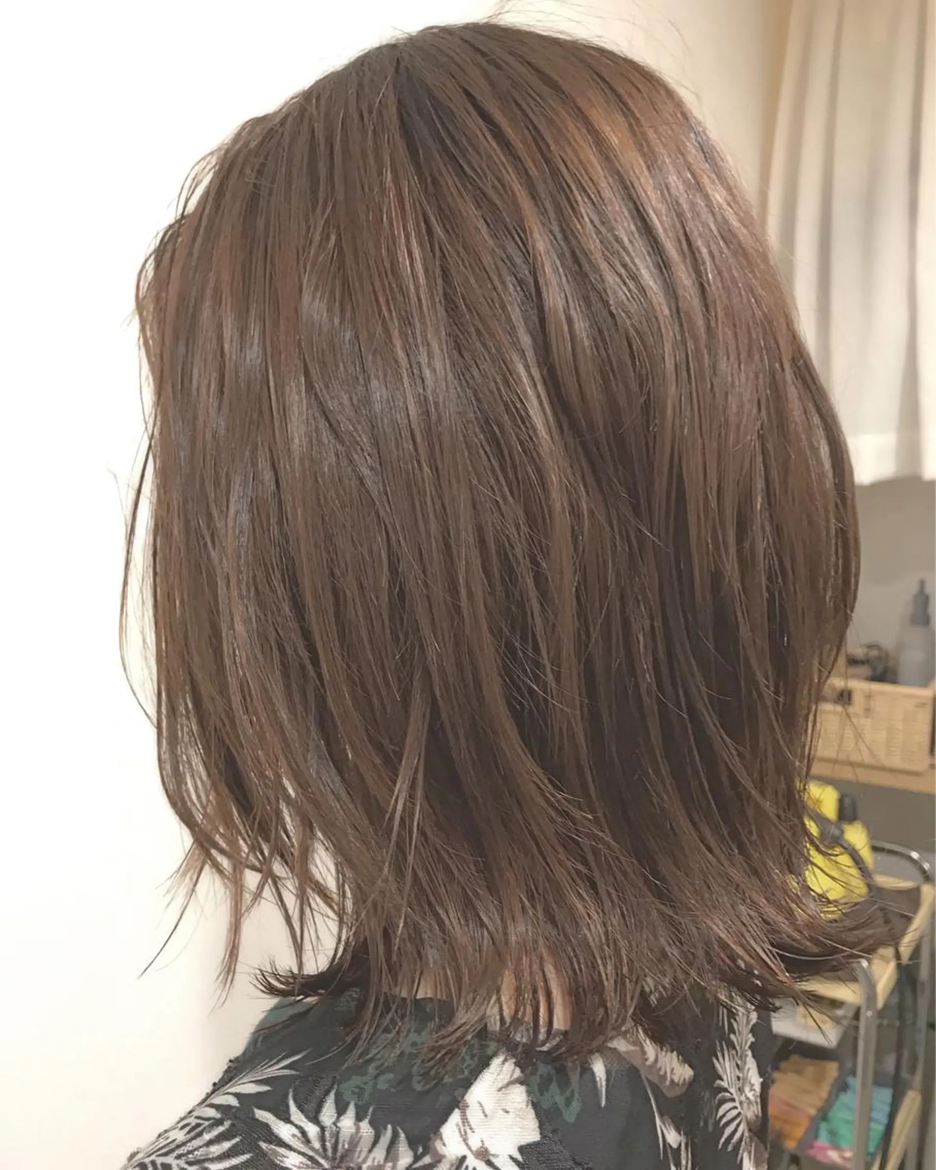 ミディアム カラー 暖色カラー🍊 ボブ🌿顔周りcutのヘアスタイル