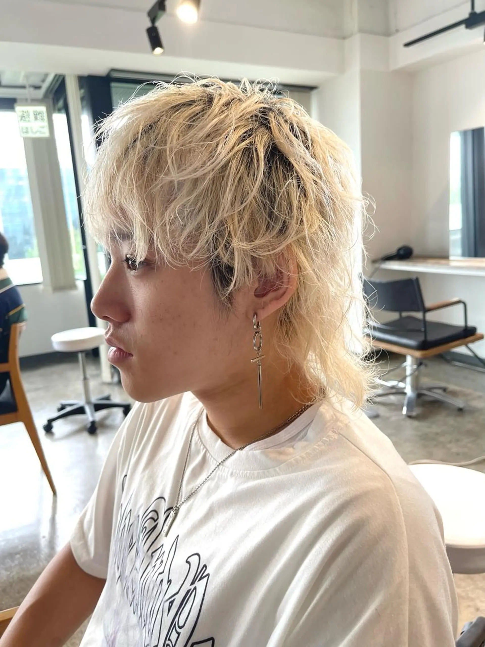 ミディアム 外国人風カラー ハイライト ウルフカット メンズケアブリーチ 特化🔥村田のヘアスタイル