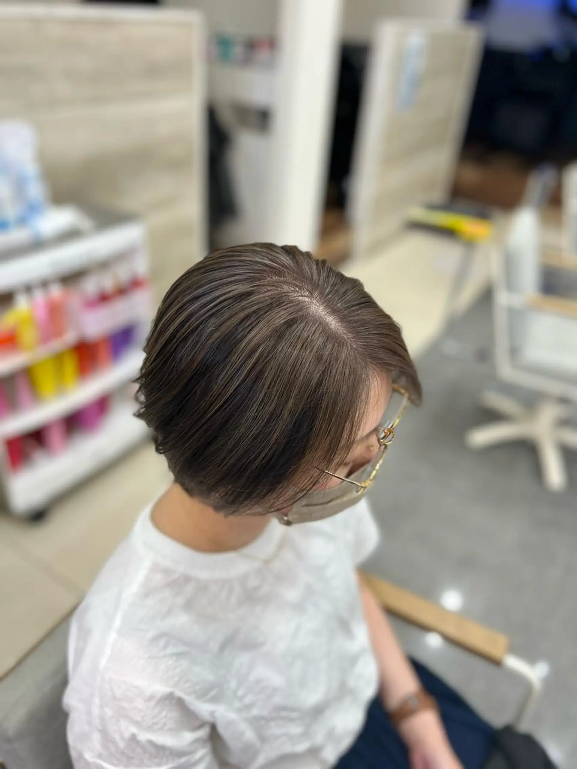 ショート カラー ヘアカラー 太白区/白髪ぼかし ハイライト/千葉達人のヘアスタイル