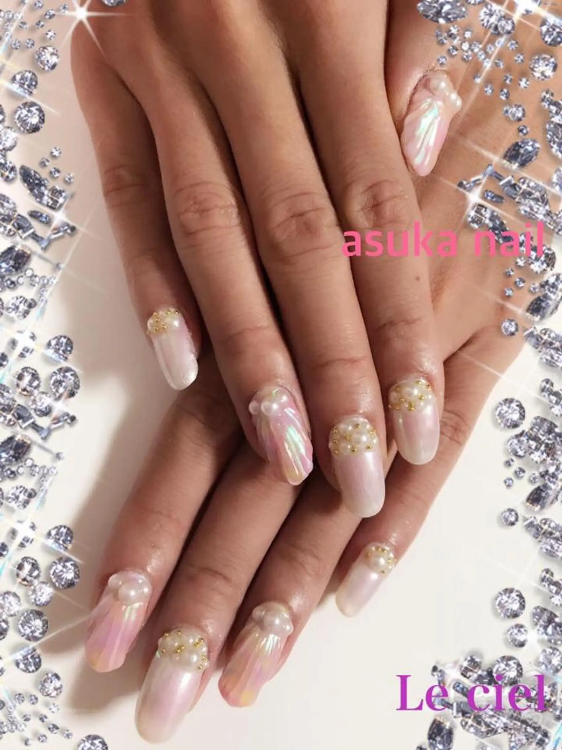 ネイル ピンク ホワイト 黄色 asuka nailのネイルデザイン