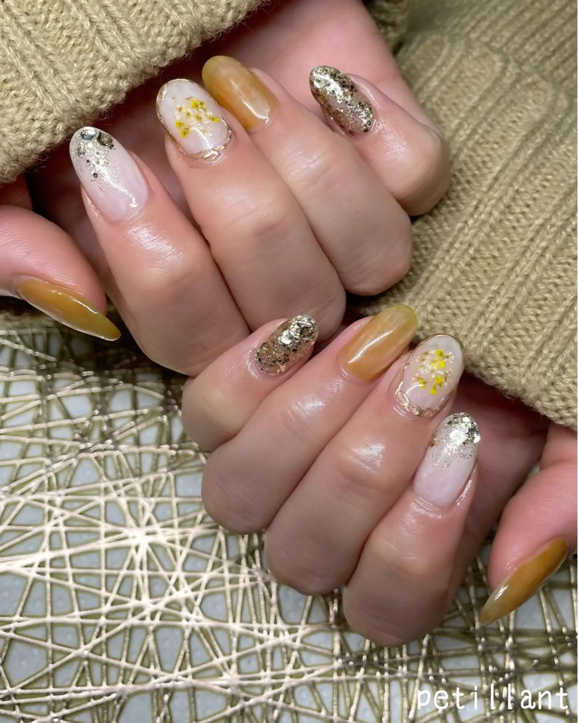 ネイル アートネイル 春ネイル nail salon petillantのネイルデザイン