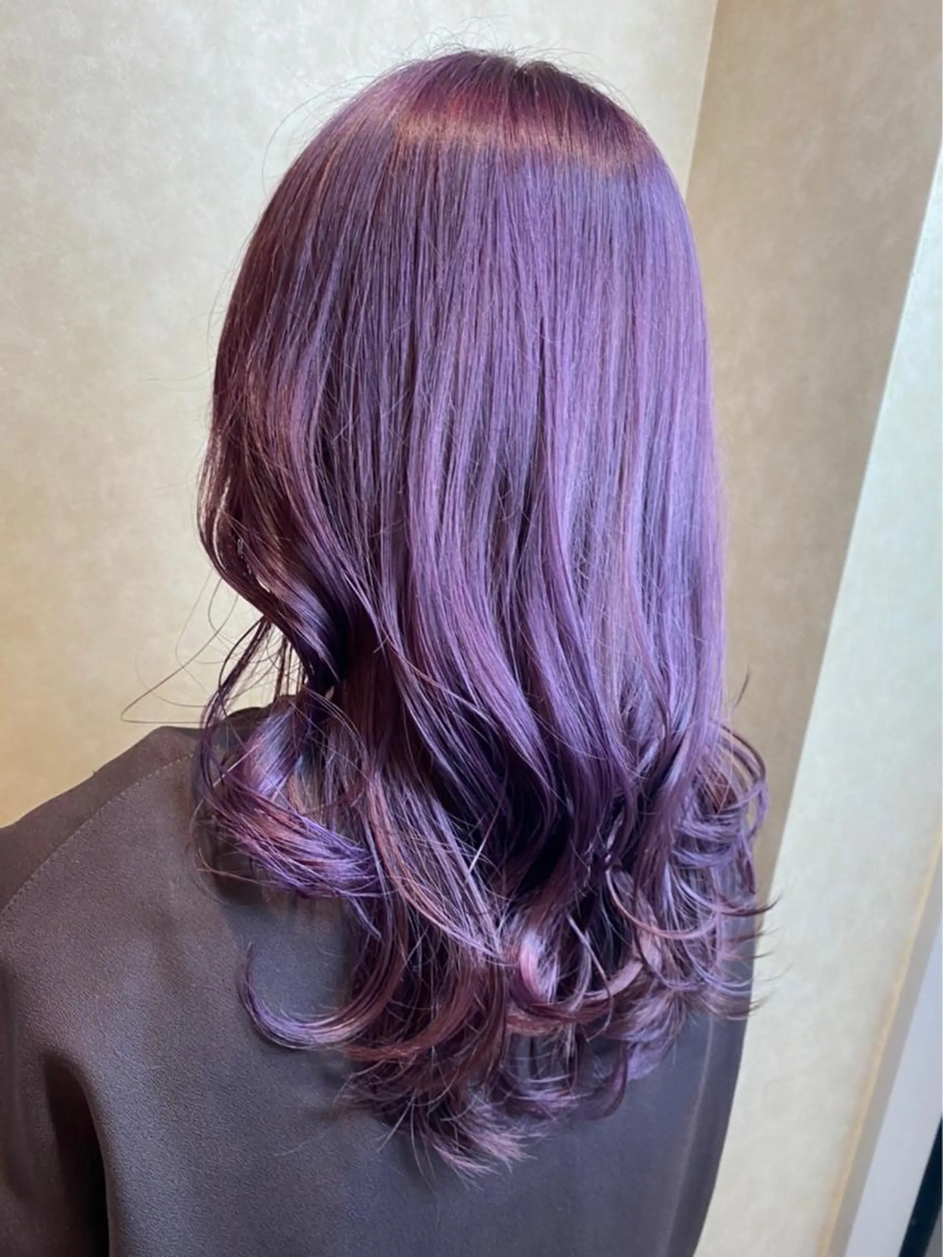 ミディアム カラー ラベンダーカラー ピンクカラー ピンクラベンダー 小林 亜紀のヘアスタイル