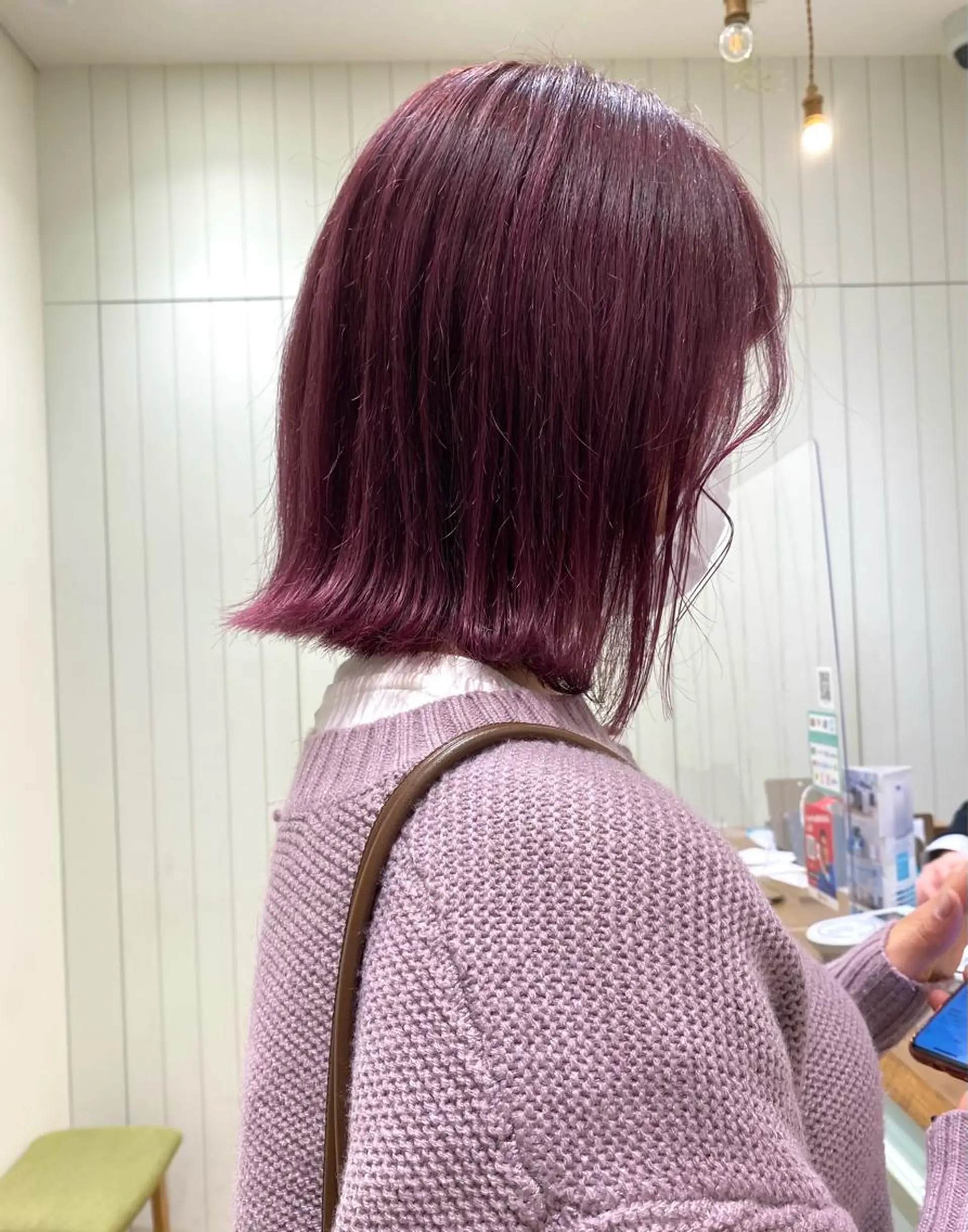 ショート 切りっぱなしボブ ピンクラベンダー ボブ ボブとパーマの達人 /美容室難民の方是非のヘアスタイル