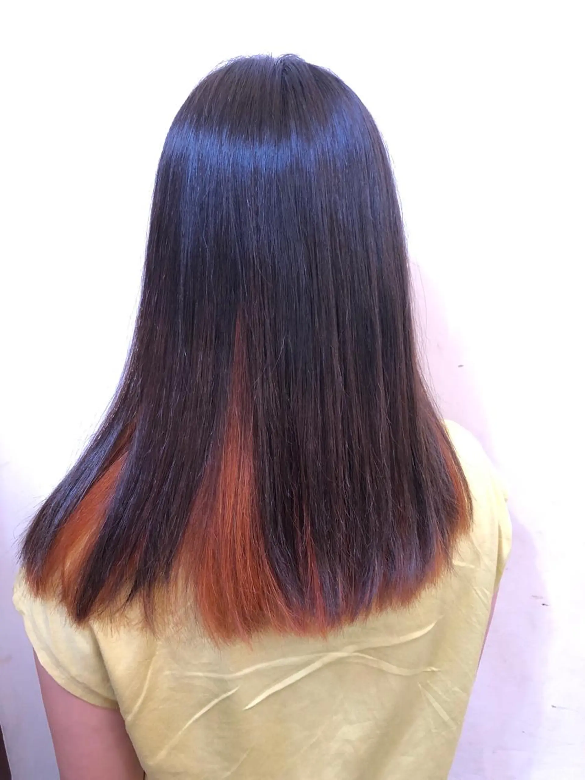 ロング カラー パーマ ヘアアレンジ ベージュカラー グラデーションカラー インナーカラー オレンジ オレンジベージュ 高橋 隆一のヘアスタイル