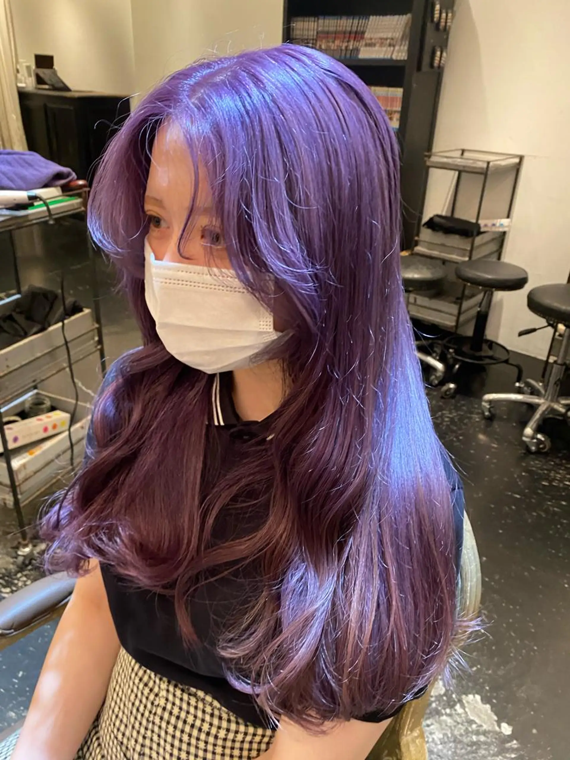ロング カラー ブリーチ パープルカラー NATSUKI😸 ‪✂︎‬南森町美容室のヘアスタイル