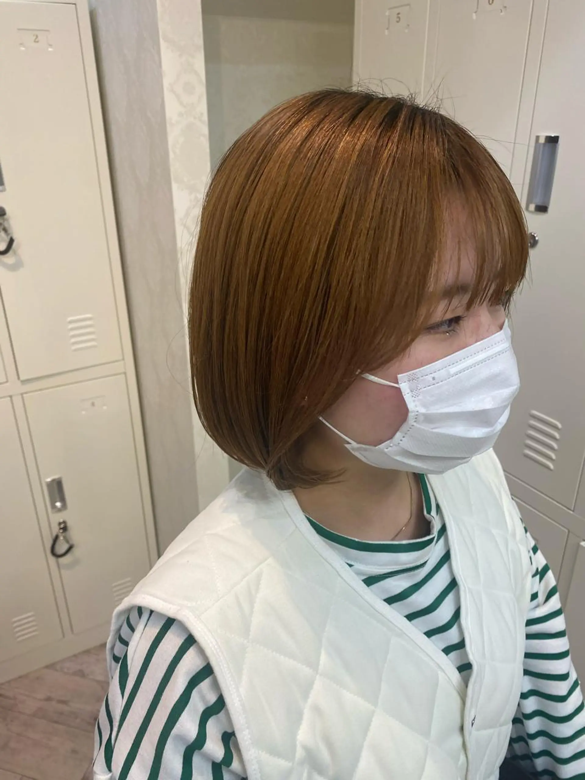 ミディアム ボブ おくれ毛 小顔カット ココロ☀️ CLUTCH天王寺店のヘアスタイル