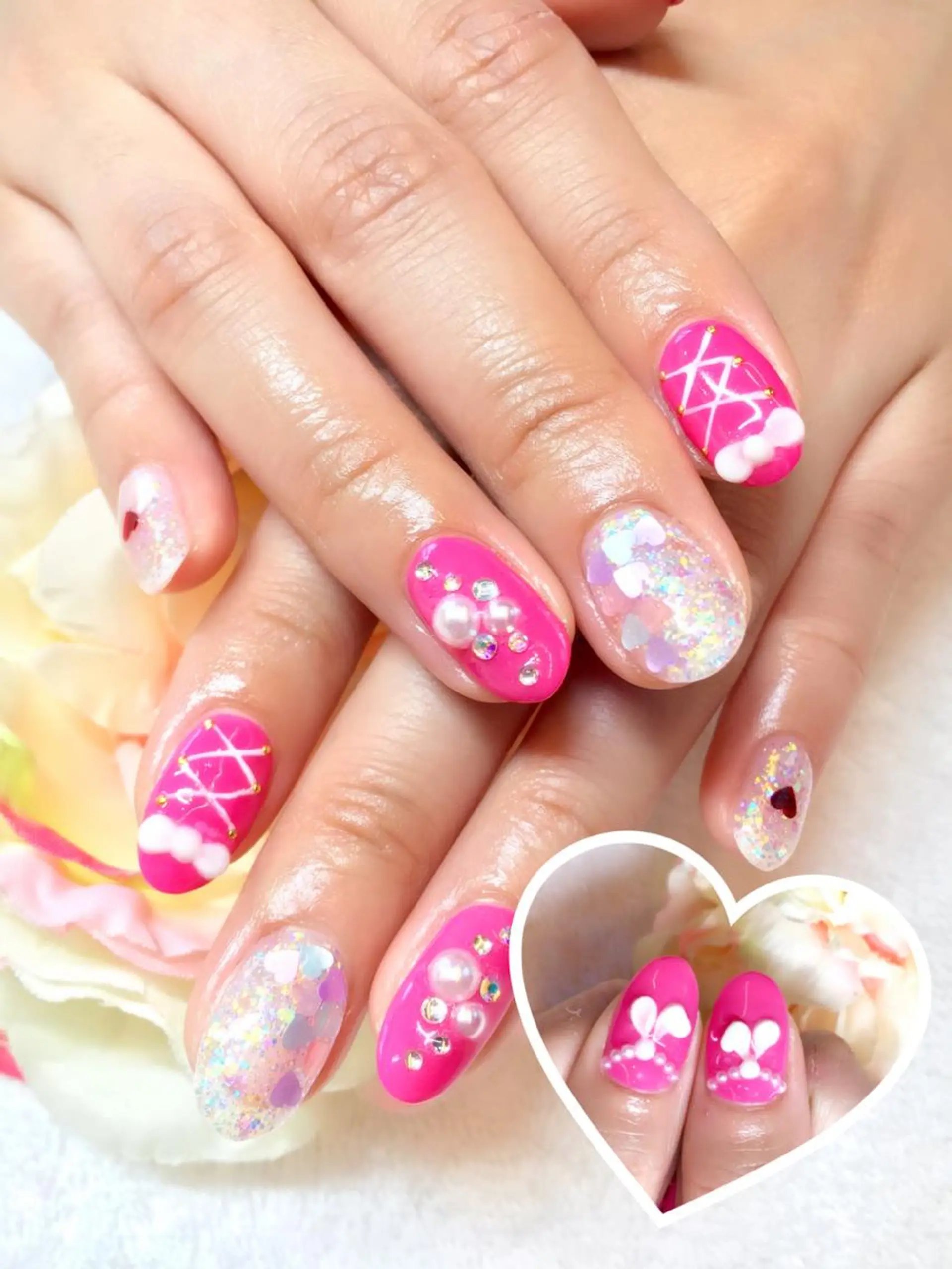 ネイル フットネイル ジェルネイル ミラーネイル パラジェル 春ネイル clover nailのネイルデザイン