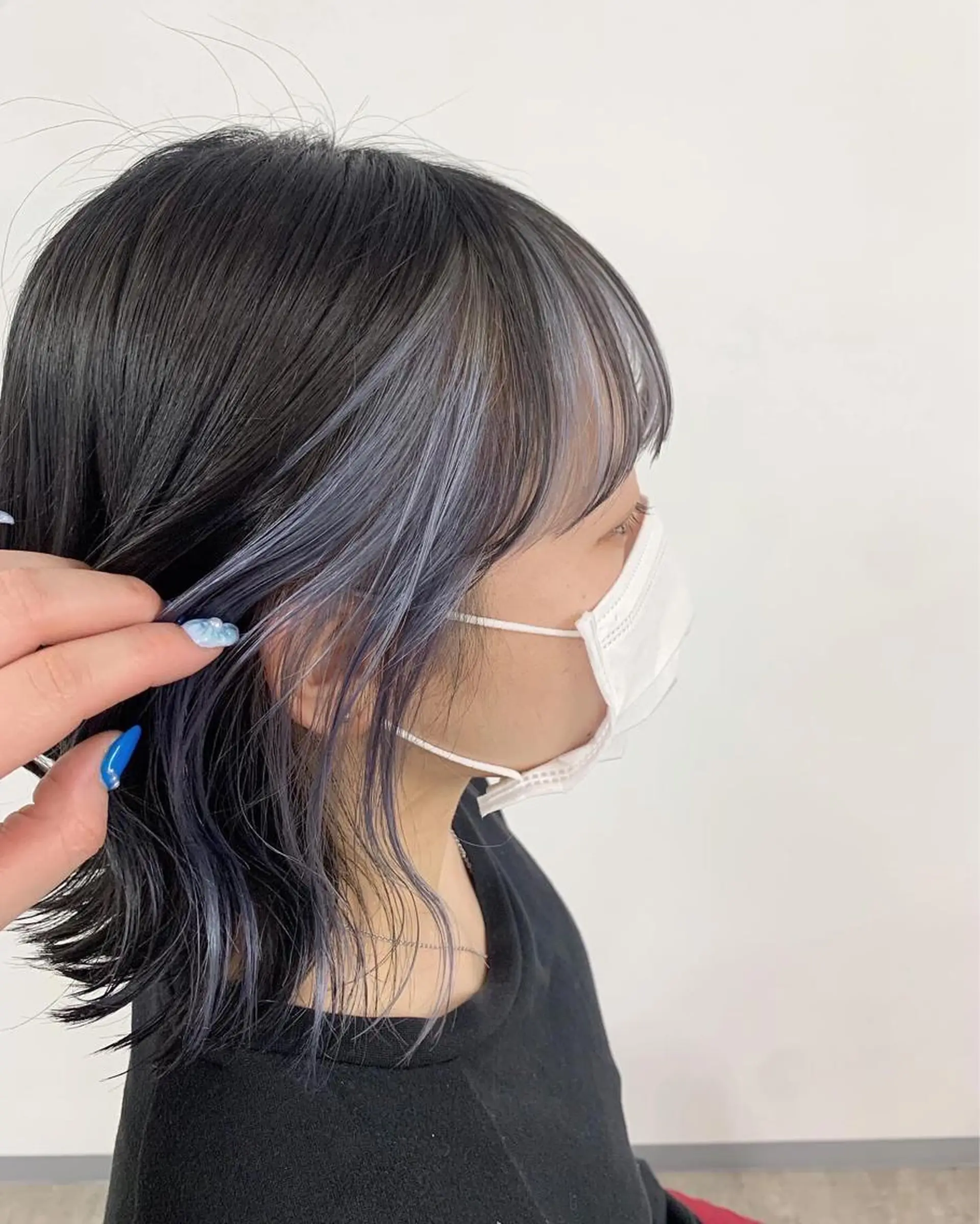 ミディアム カラー ブルーカラー イヤリングカラー ヘアカラー 🌙磯野 風香🌙 ReCharme新保のヘアスタイル