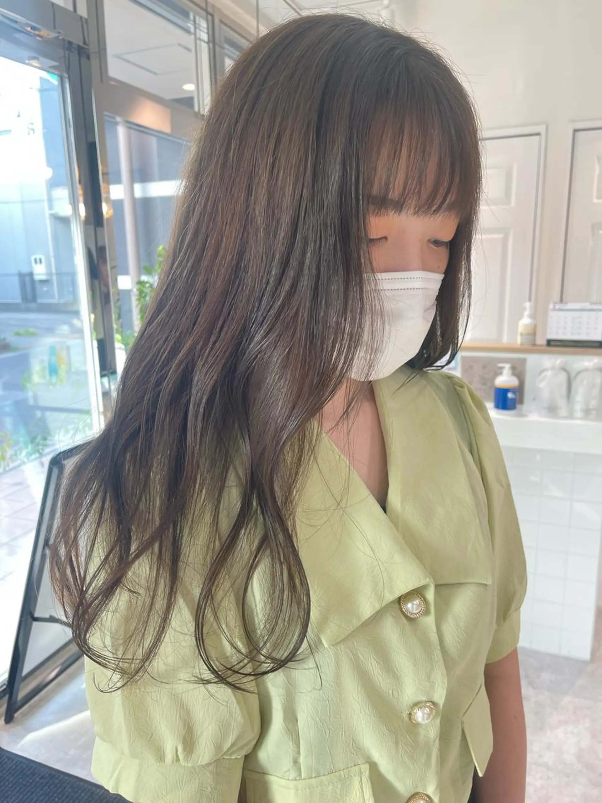 ロング カラー ブリーチ ダブルカラー グレージュ ブリーチなしカラー オリーブグレージュ カット ヘアカラー * 透明感カラー c h i h o *のヘアスタイル