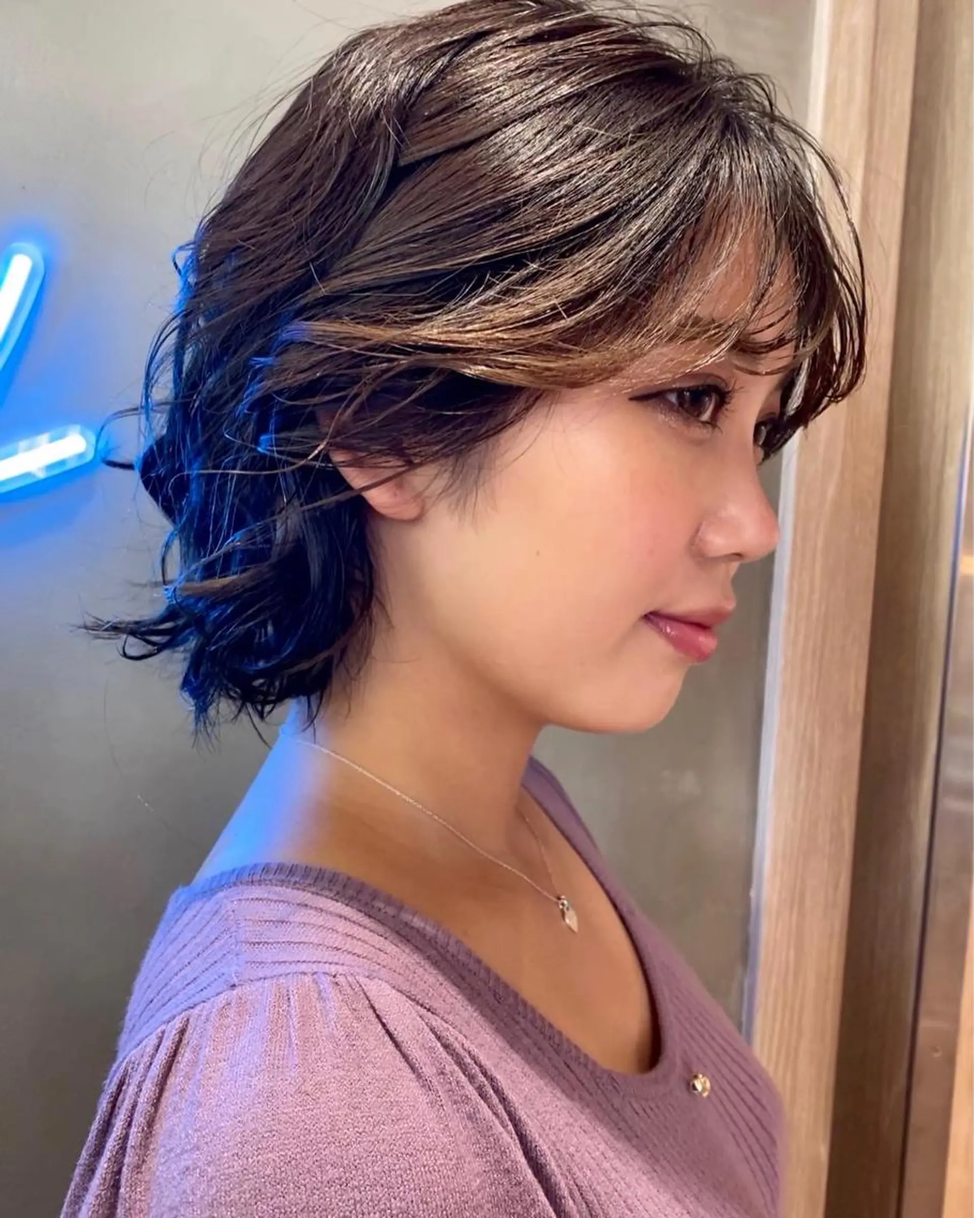 ミディアム パーマ 顔周り/ブリーチなし /縮毛矯正🫧伊勢のヘアスタイル