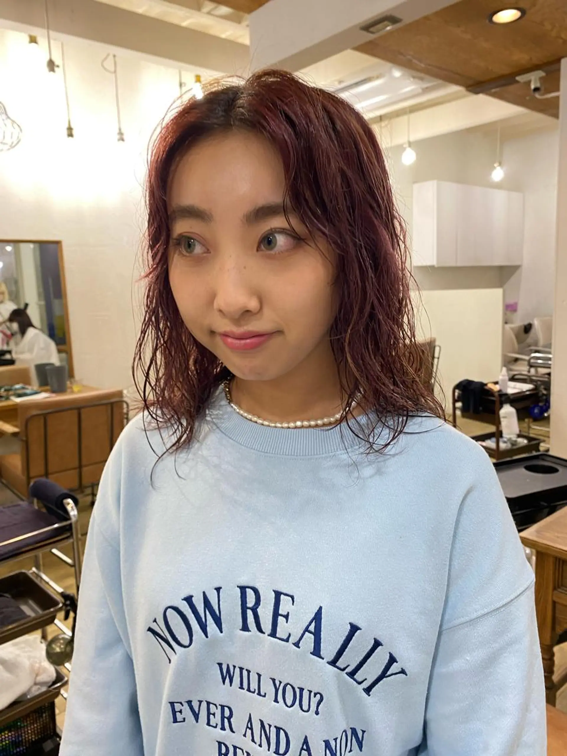 セミロング カラー パーマ パーマ、髪質改善 菊地美月のヘアスタイル