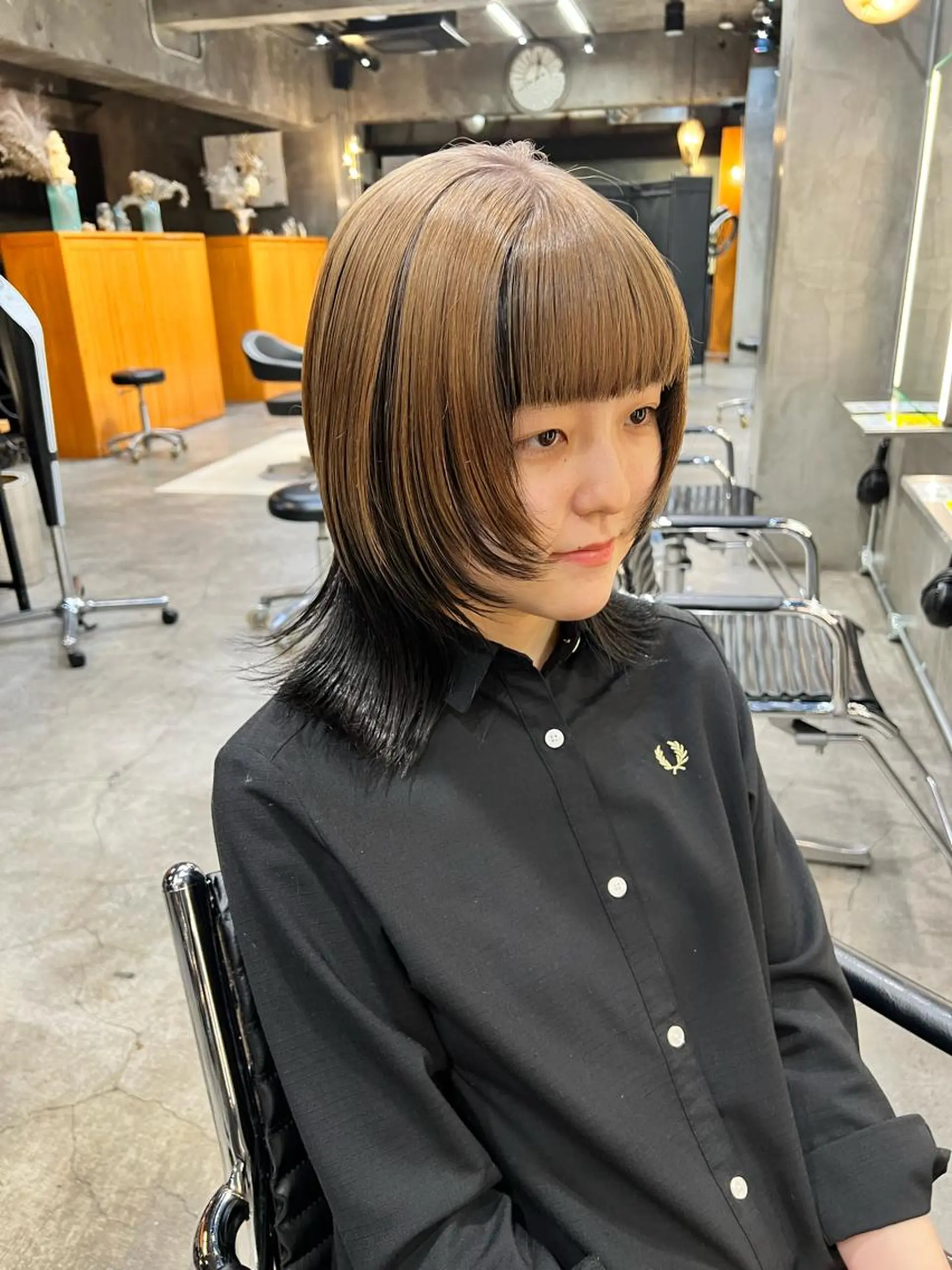 ミディアム カラー カット ヘアカラー 圧倒的デザイン力 店長🎨RENAのヘアスタイル