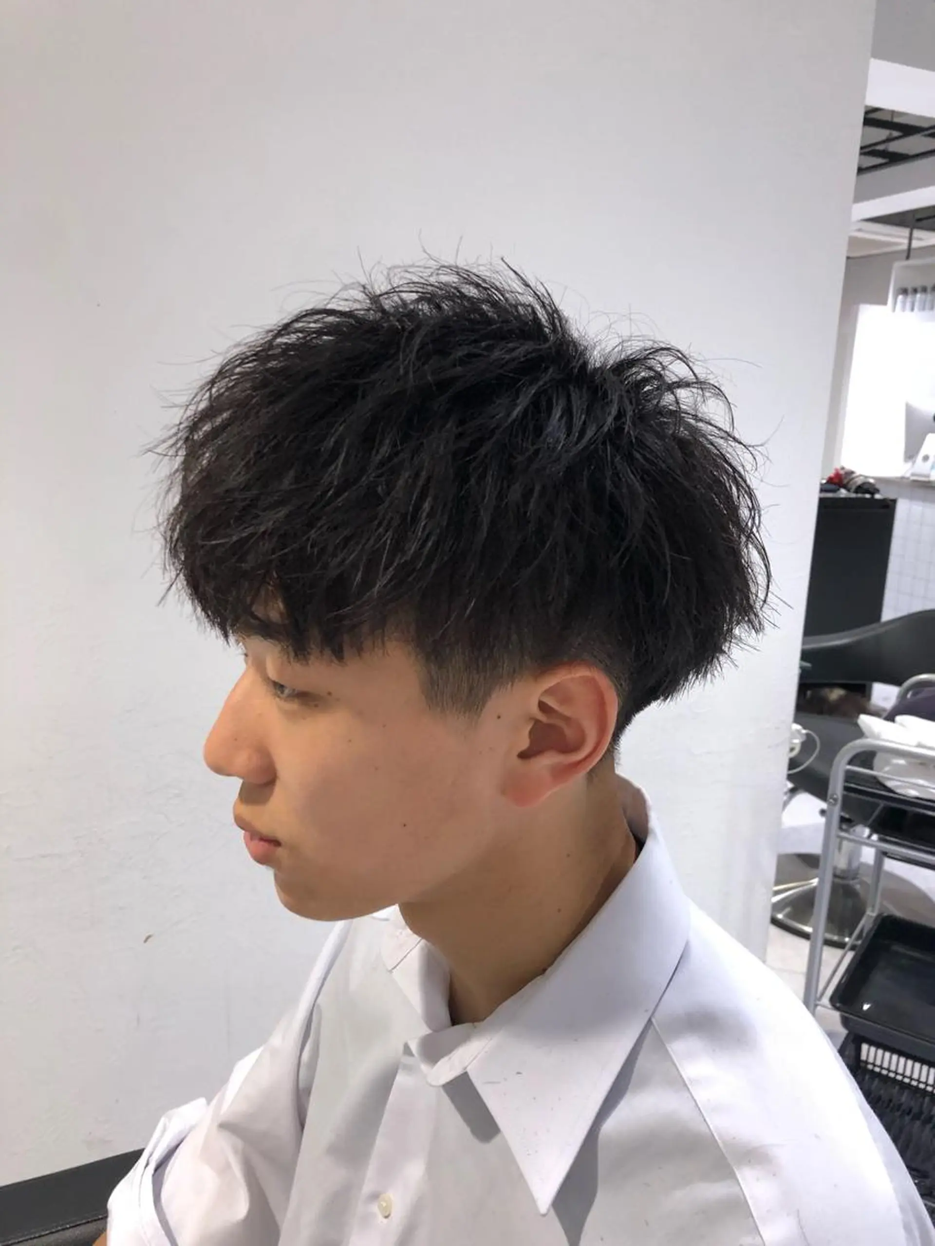 ショート パーマ メンズ メンズパーマ 赤み消し🌿 透明感カラー🫧のヘアスタイル