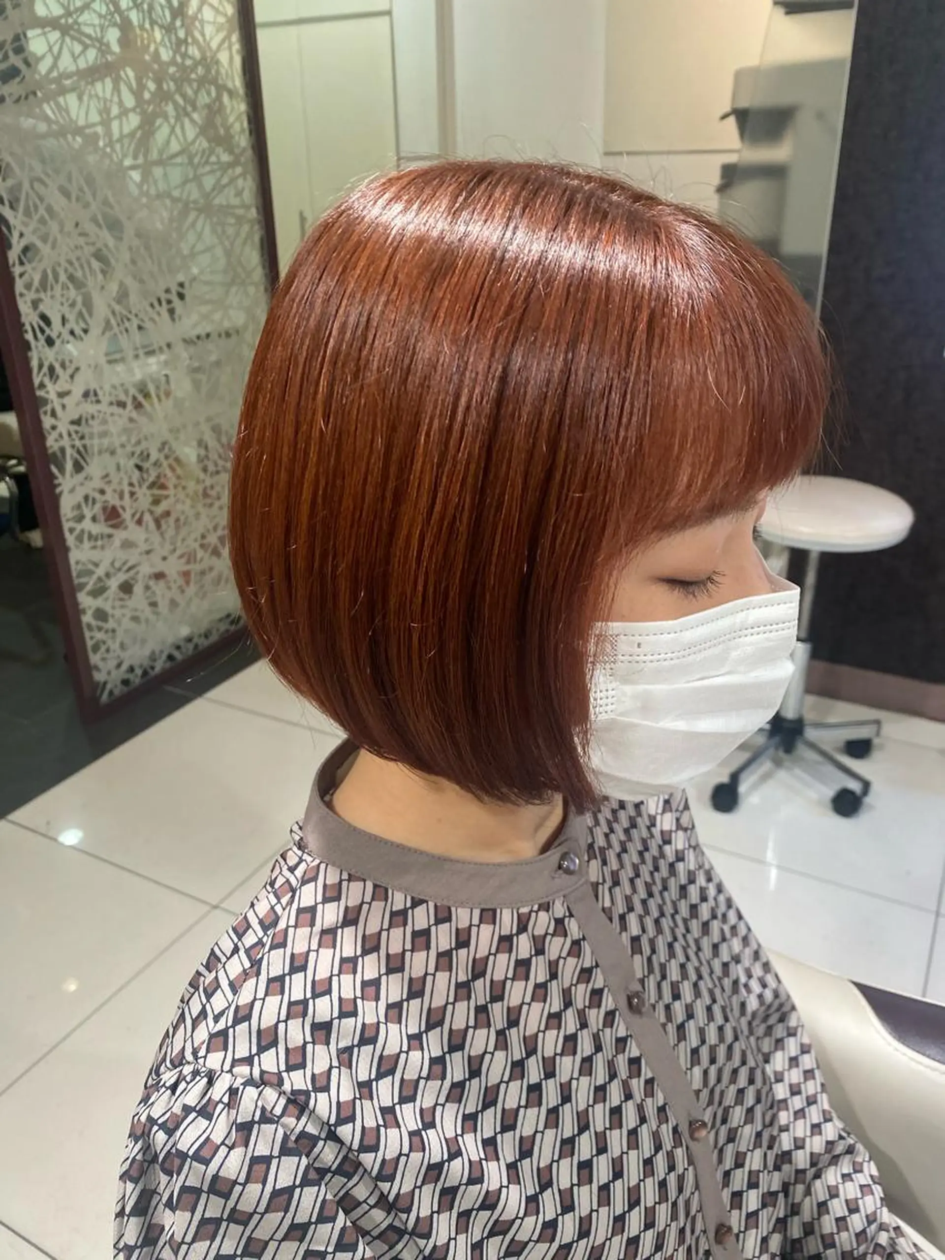 ミディアム ピンクブラウン ボブ 透明感カラー💜艶髪 sayakaのヘアスタイル