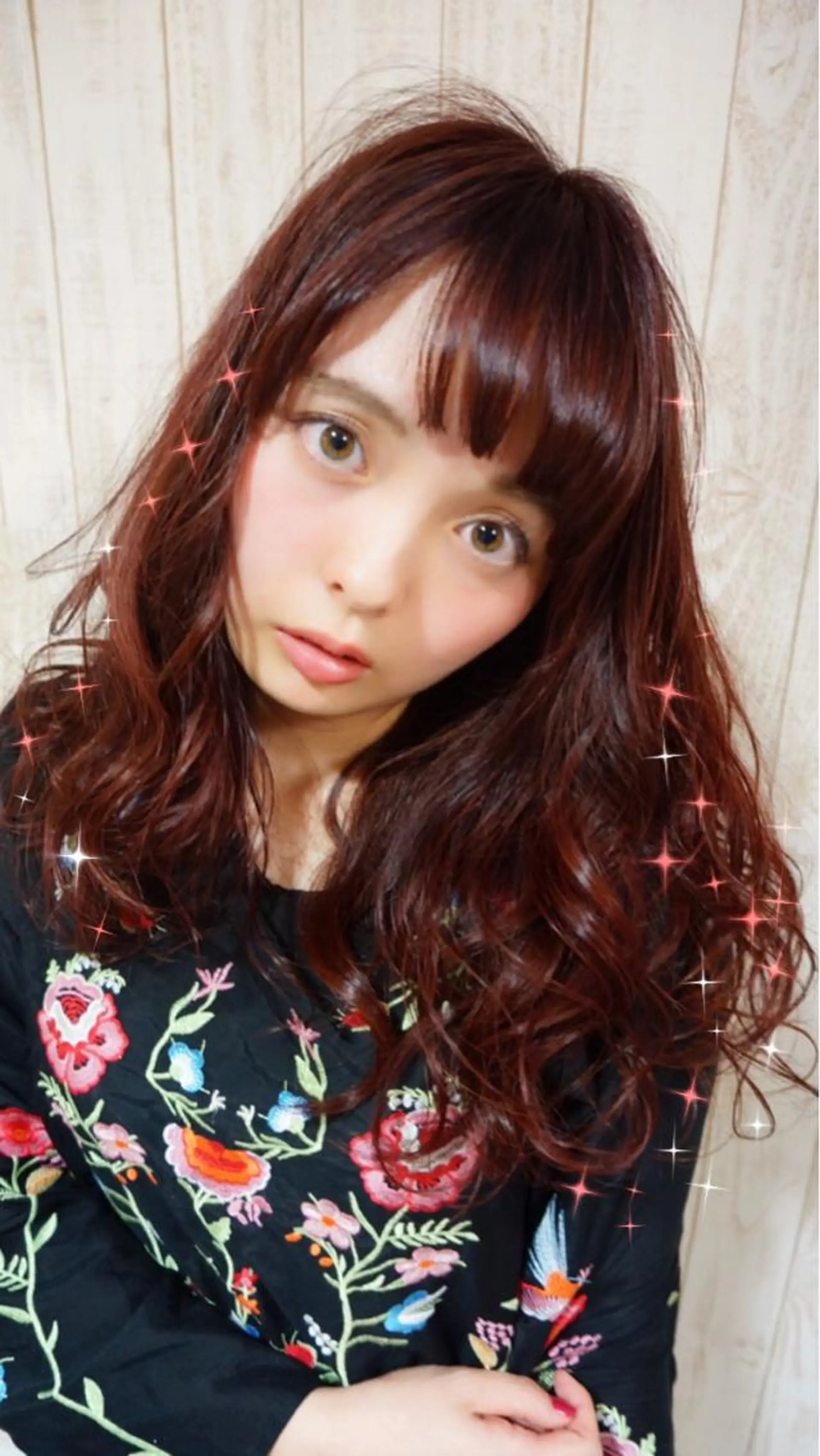 セミロング ロング カラー ブリーチ イルミナカラー ブリーチなしカラー レッドカラー 韓国ヘア得意❤︎森澤 悠佳のヘアスタイル