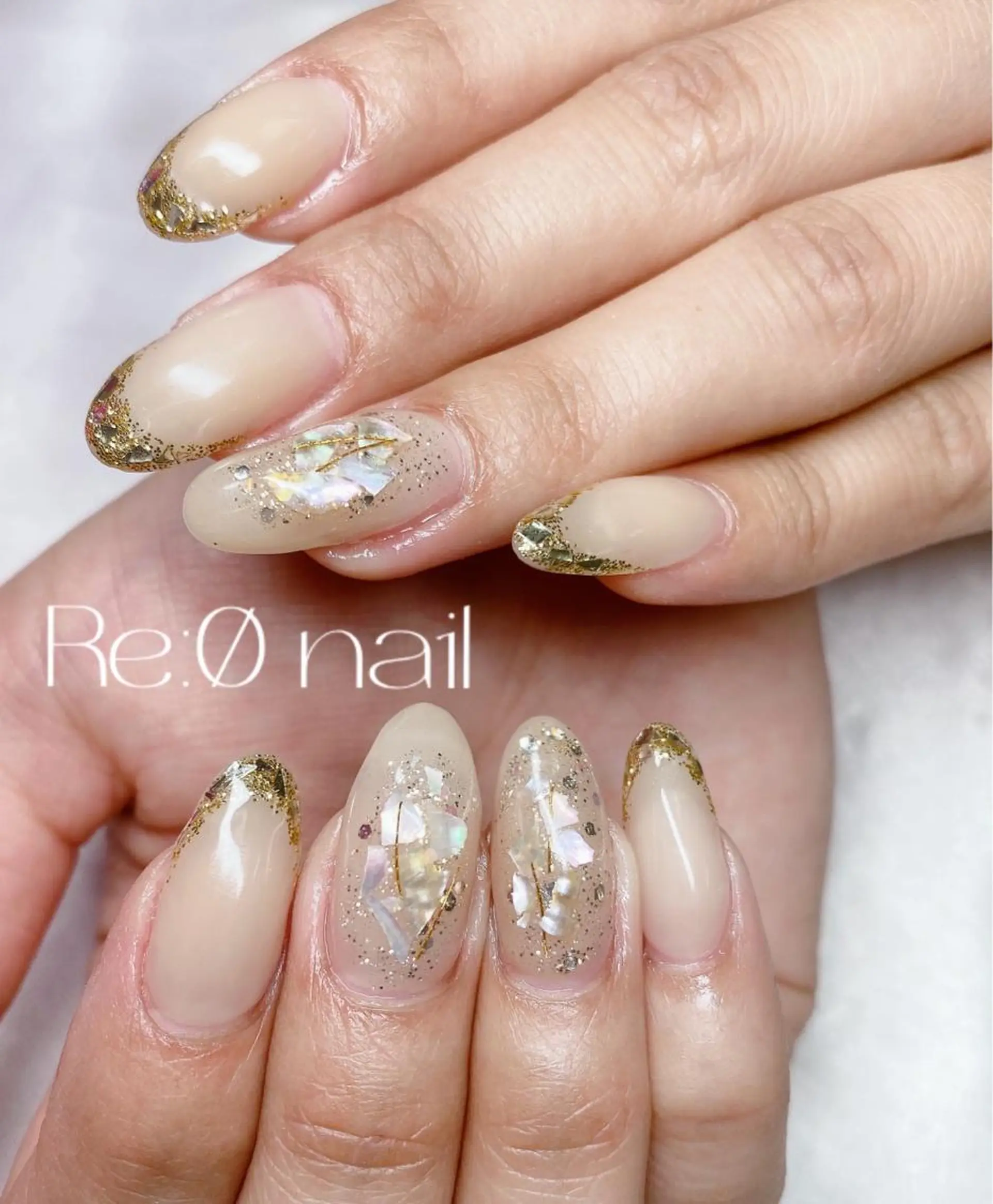ネイル フレンチネイル ガラスフレンチ ハンドネイル Re:Ø nail 🩵TSUJIのネイルデザイン