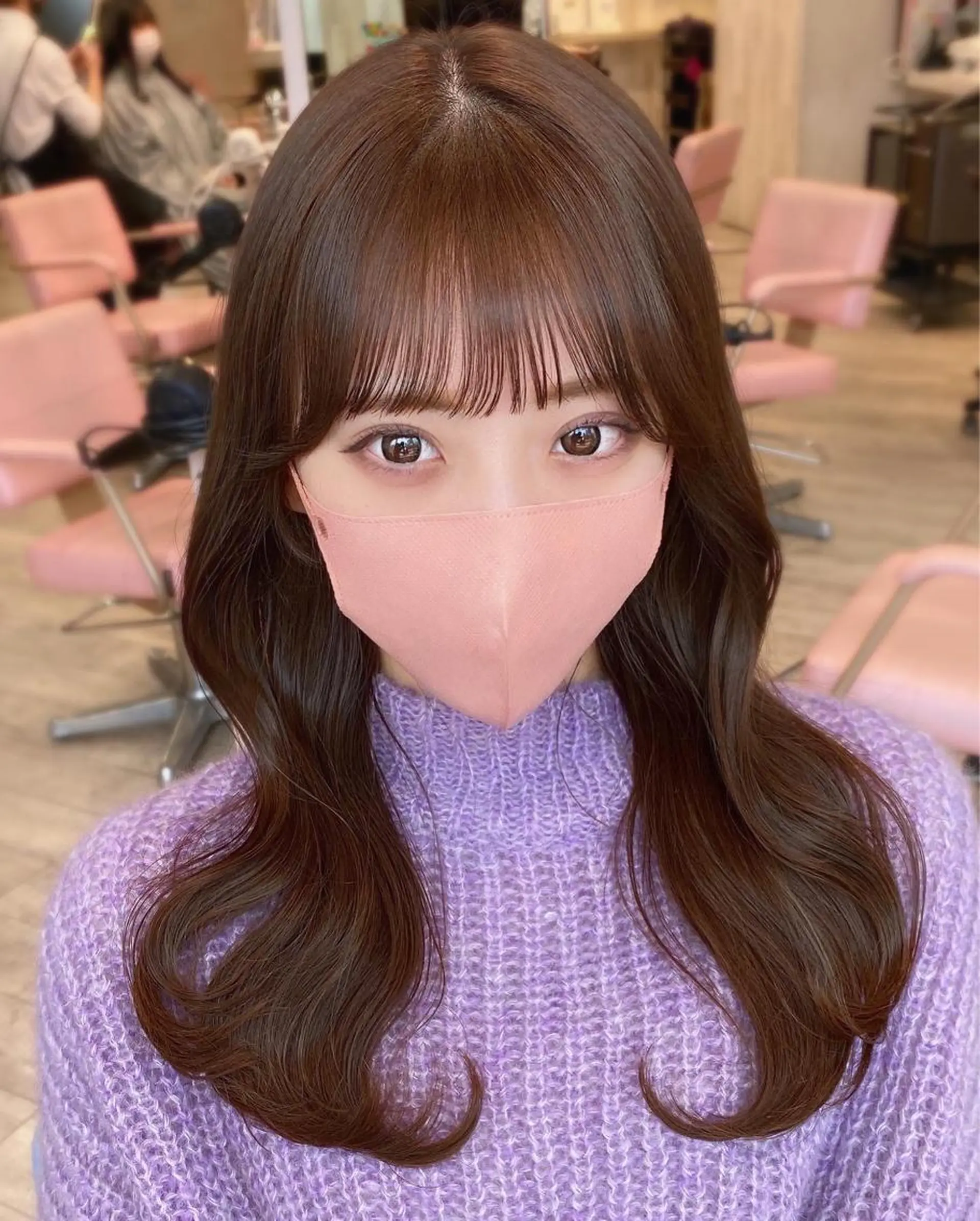セミロング カラー 顔まわりカット🌟 くびれヘア/寺門遥輝のヘアスタイル