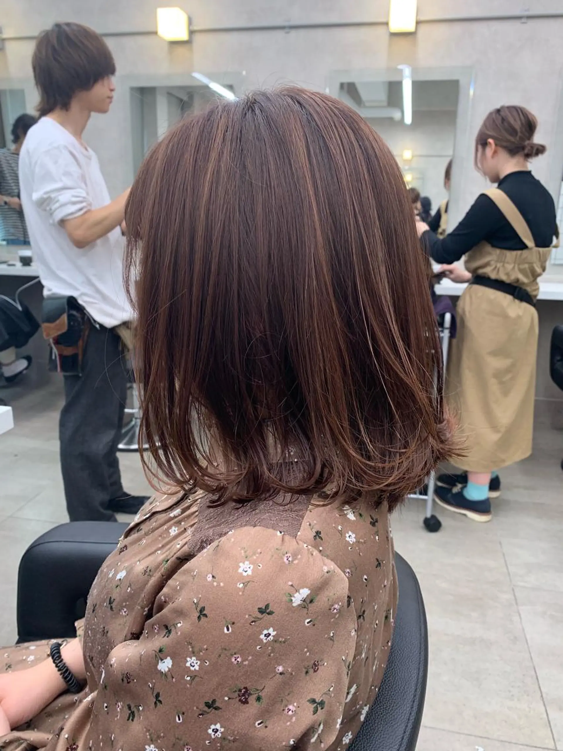 ミディアム ピンクブラウン ヘアカラー トリートメント 【美容室が苦手な方 専問美容室】MIHOのヘアスタイル