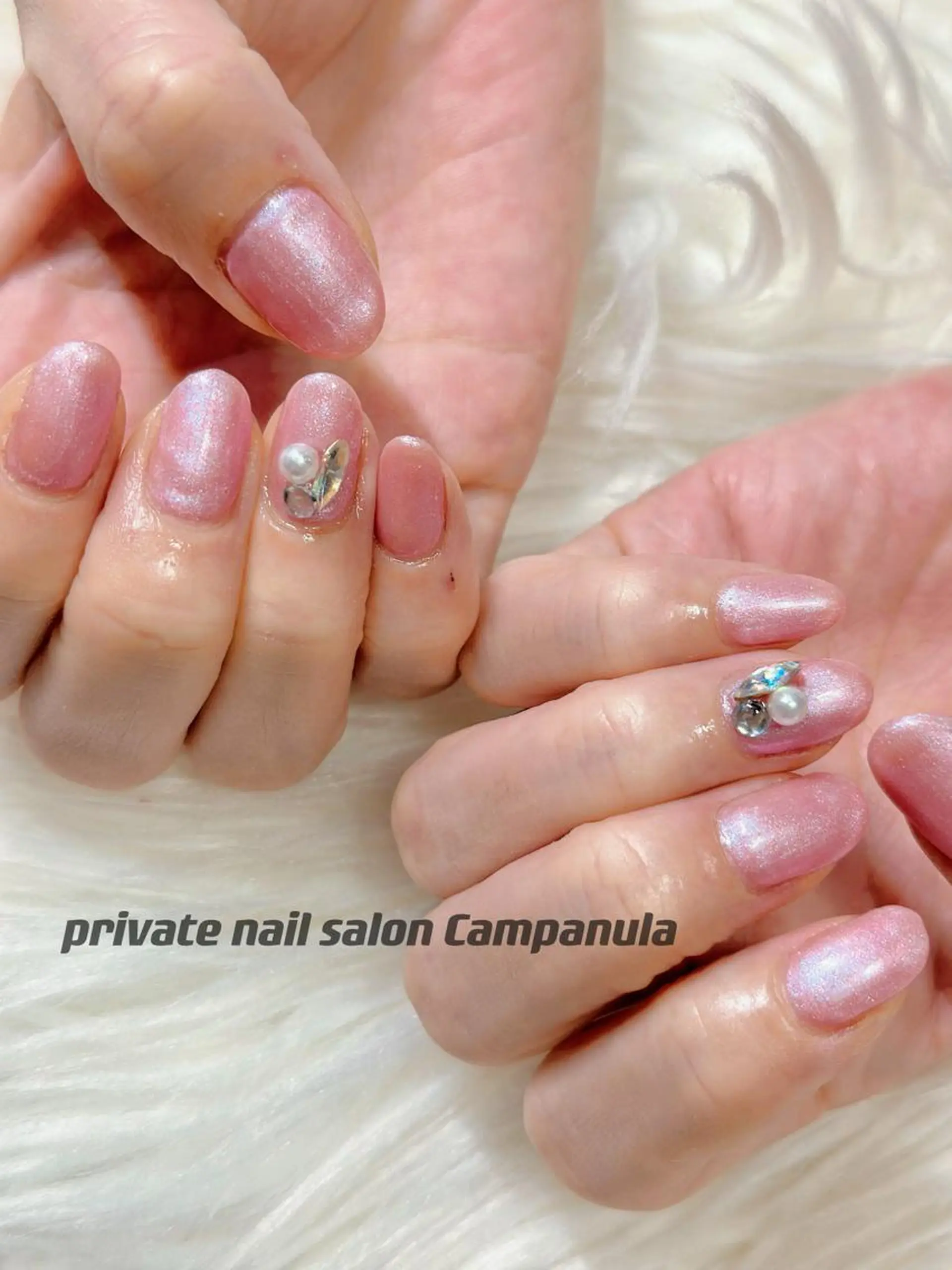 ネイル ワンカラーネイル ピンク 春ネイル ネイルケアサロン Campanulaのネイルデザイン