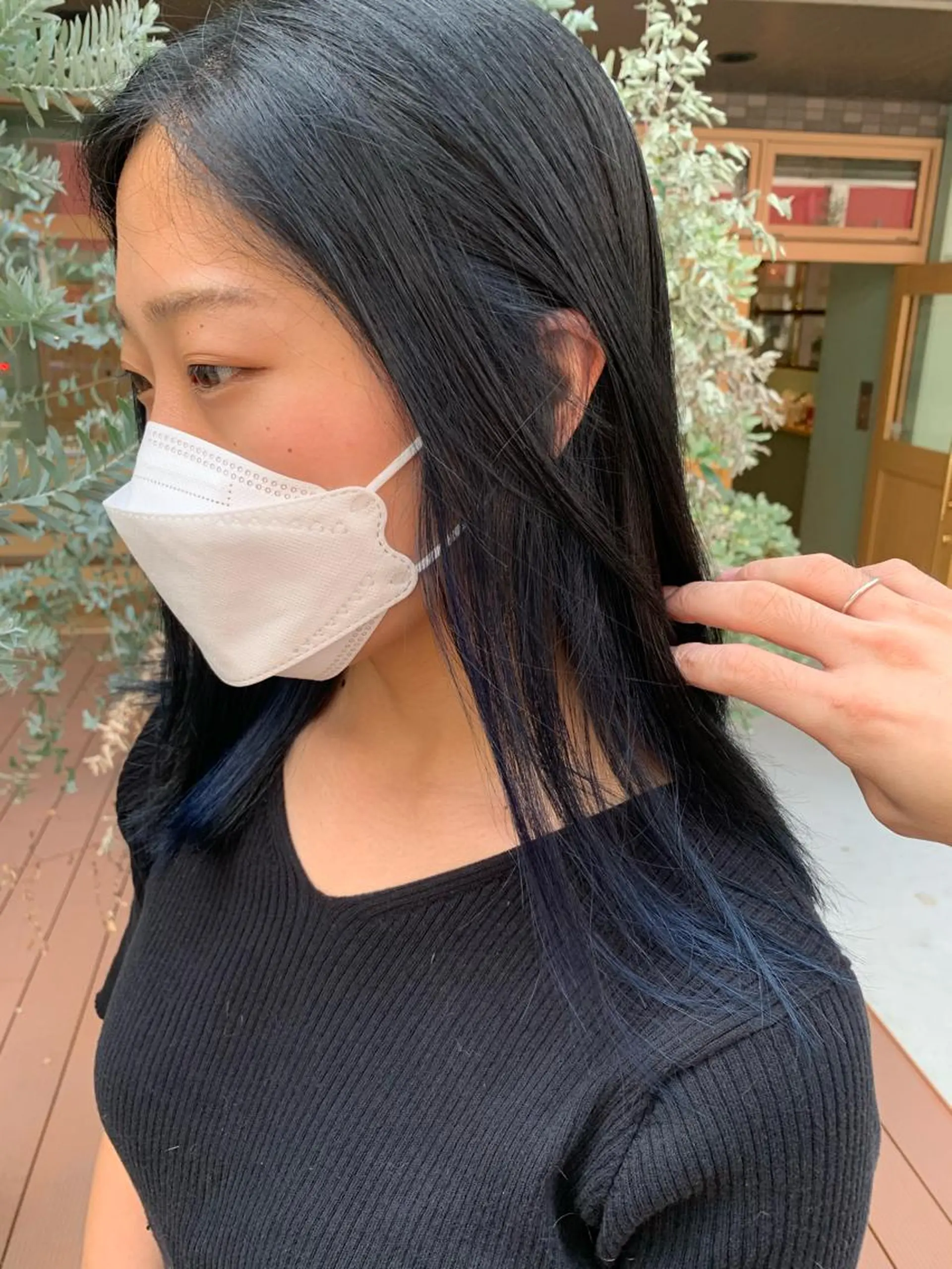 ミディアム カラー ネイビーカラー ヘアカラー ハイトーン/メンズ/ ウルフ特化 小松のヘアスタイル