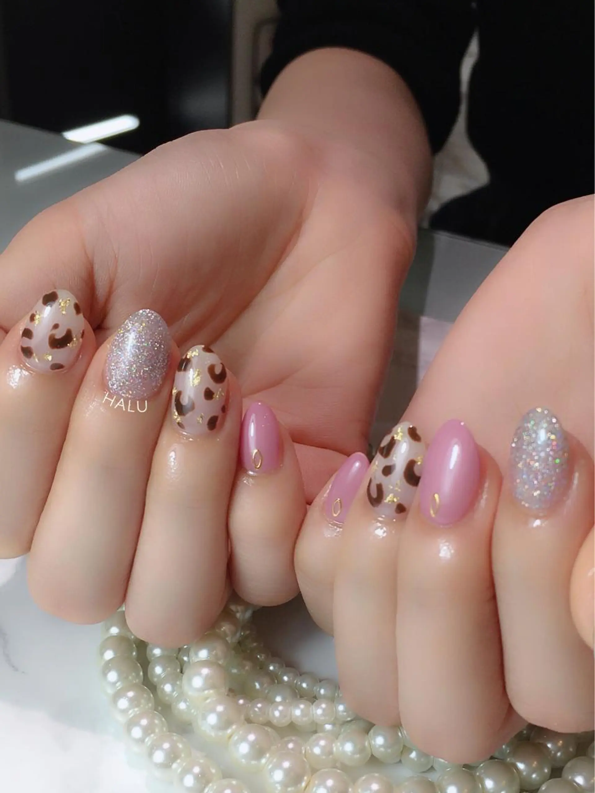 ネイル アニマル柄 ブルー ピンク HALU ハルのネイルデザイン