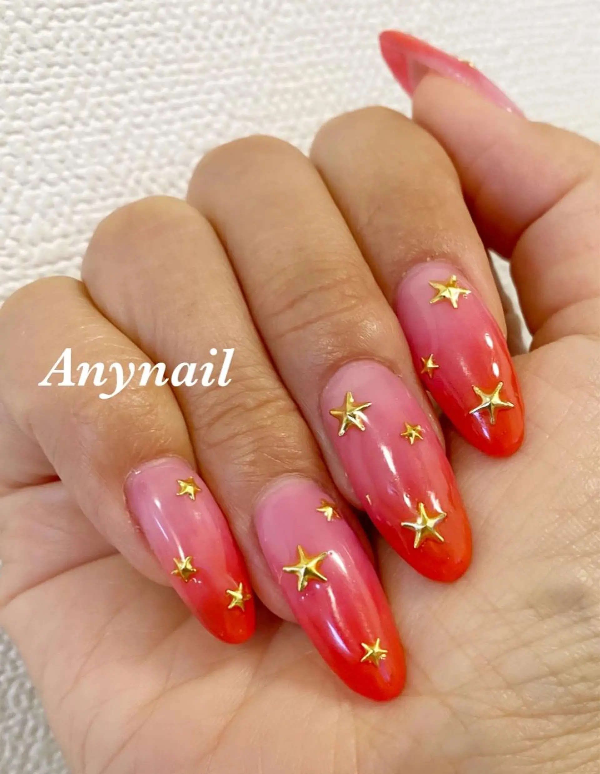 ネイル ブルー 赤色 スカルプネイル シンプルネイル 夏ネイル ハンドネイル 岩澤 恵子のネイルデザイン