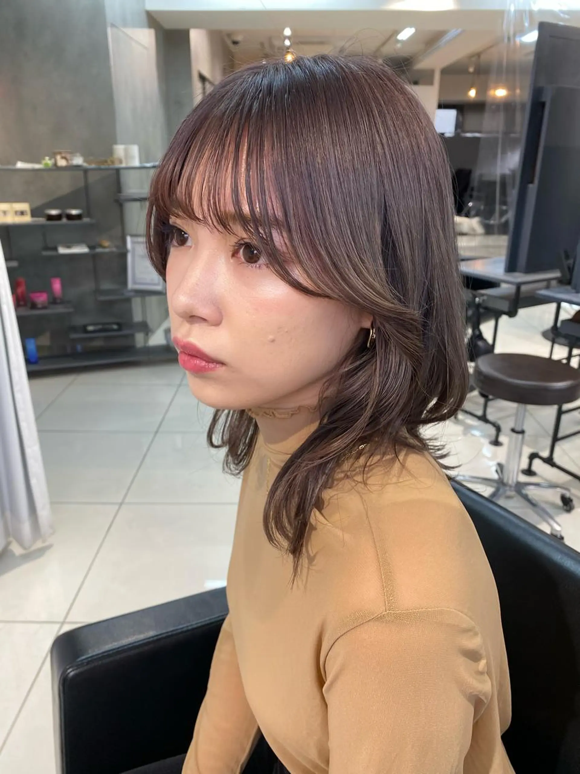 ミディアム 顔周りの垢抜けヘア 立山あいりのヘアスタイル