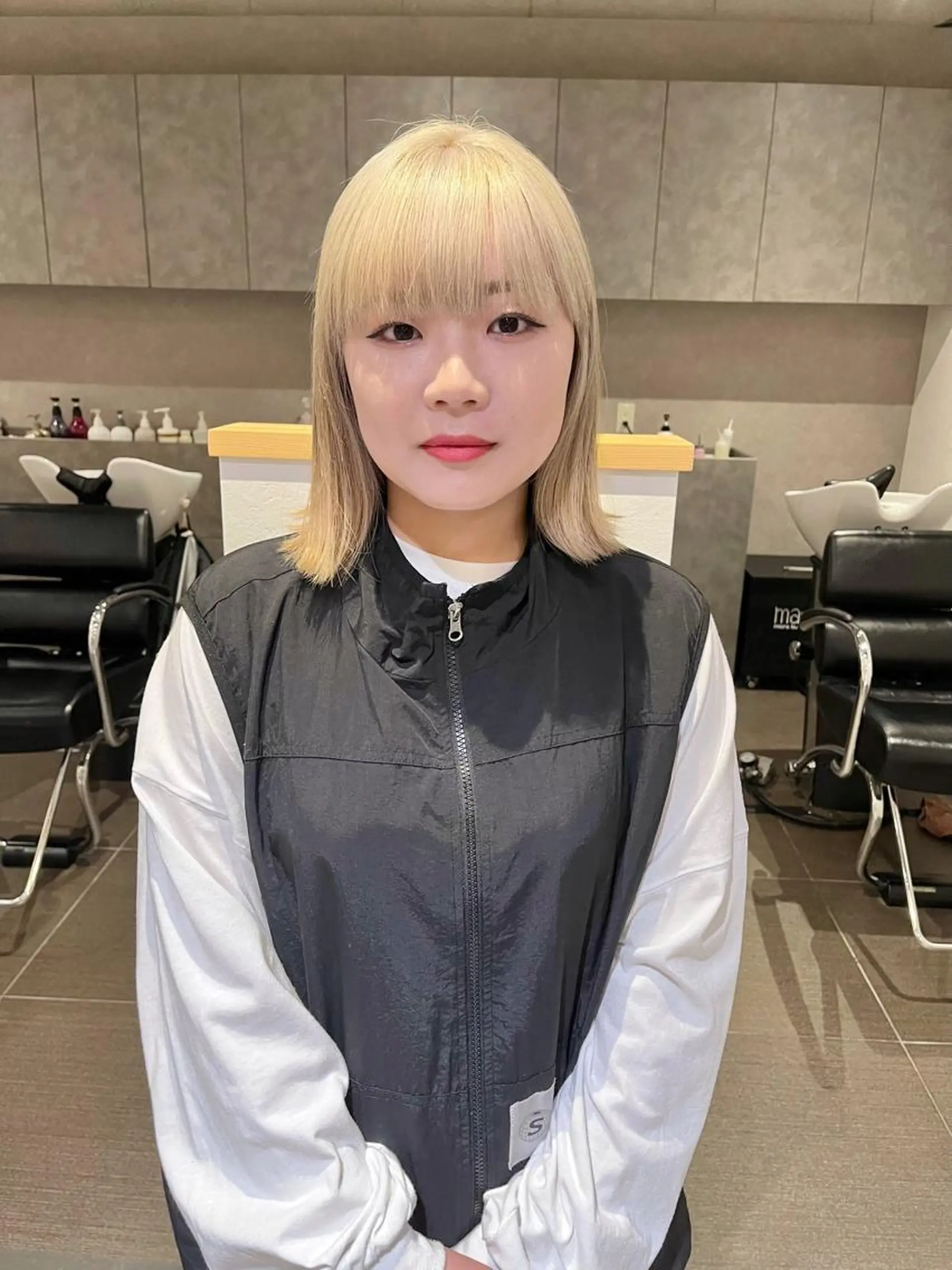 ショート カラー ベージュカラー ブリーチ ブロンド ケアブリーチ ダブルカラー ヘアカラー トリートメント ショート/パーマ/ カラー/FUKOのヘアスタイル