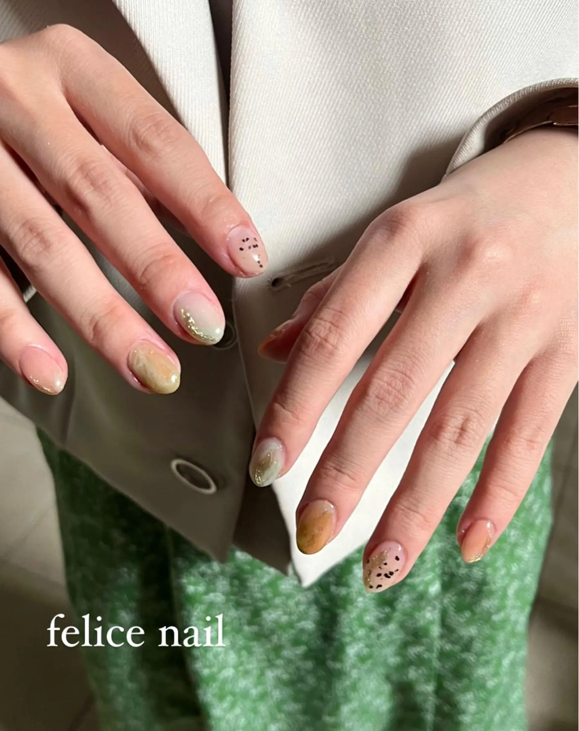 ネイル ジェルネイル マグネットネイル ニュアンスネイル オフィスネイル パラジェル felice nailのネイルデザイン