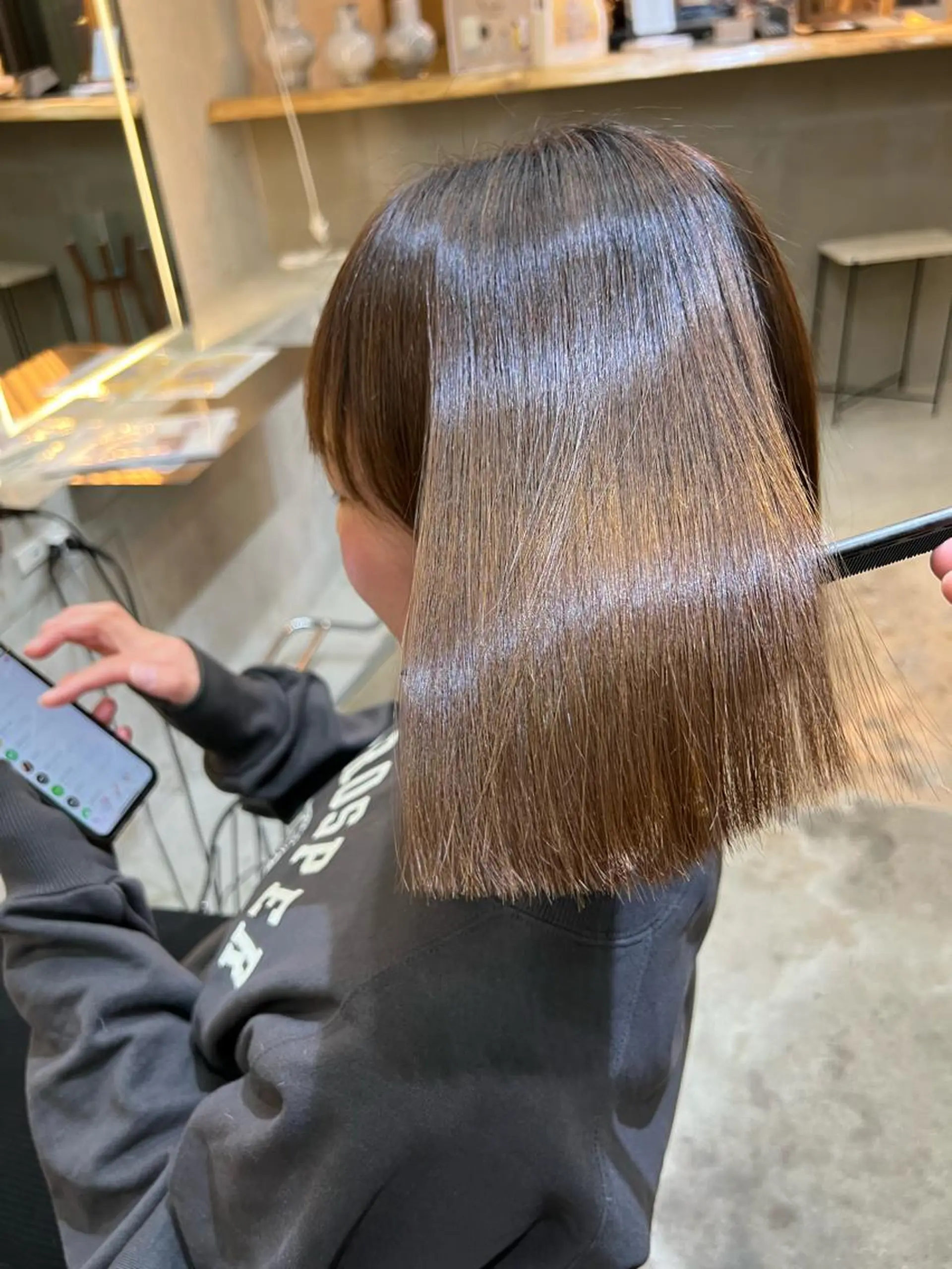 ショート カット 縮毛矯正 トリートメント ヘアセット 縮毛矯正×艶髪カラー 髪質改善/三ツ木のヘアスタイル