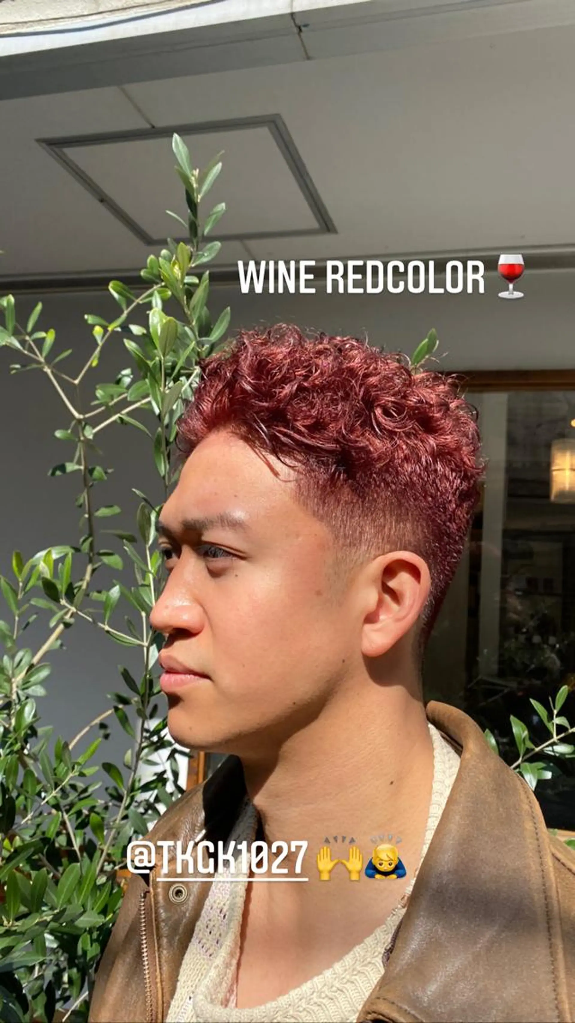 ショート カラー メンズ レッドカラー ヘアカラー トリートメント 艶カラー、パーマ 祥一朗　WAWAのヘアスタイル