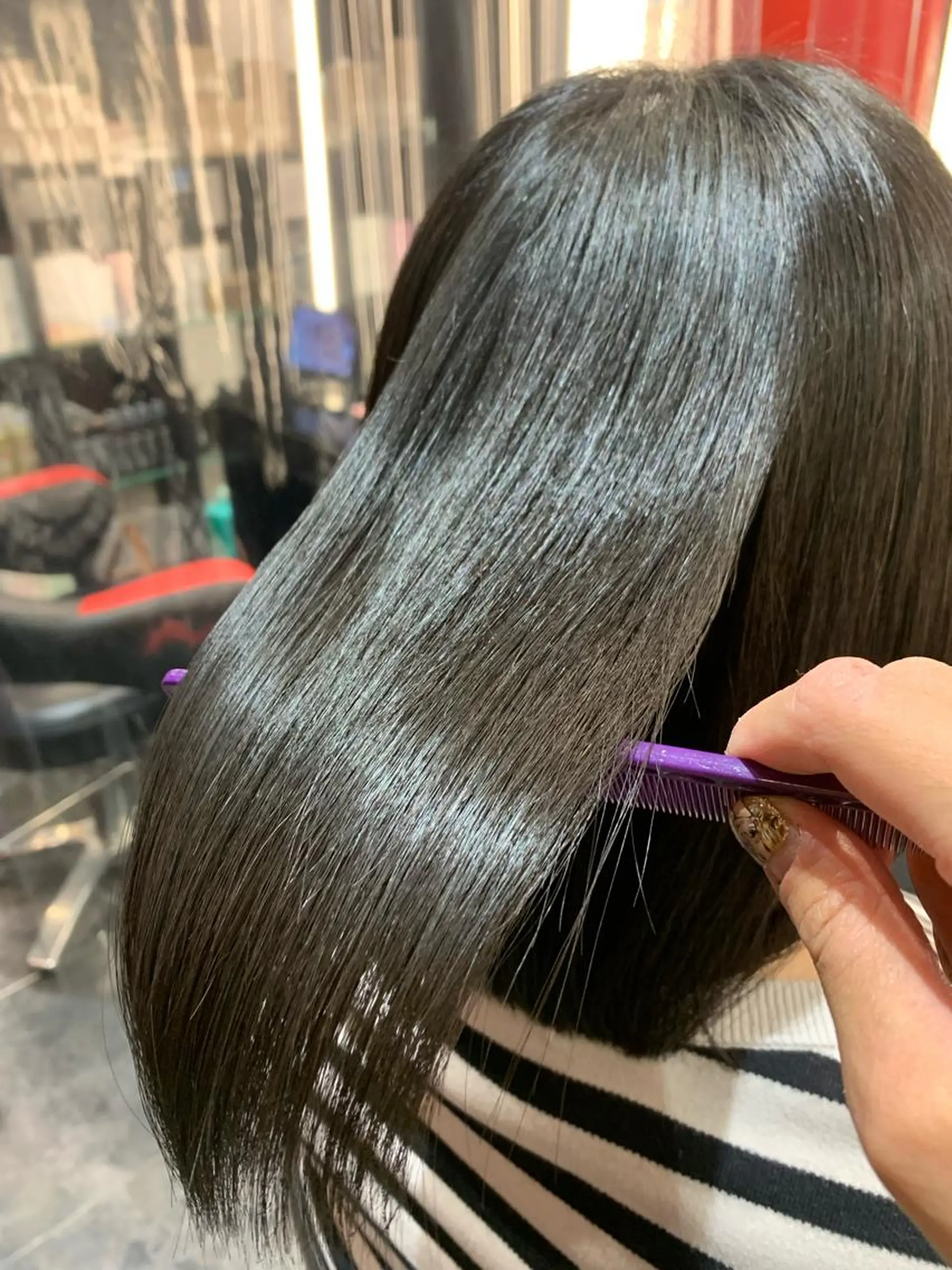 ミディアム パーマ 艶髪/白髪ぼかし ヘッドスパ/大野結菜のヘアスタイル