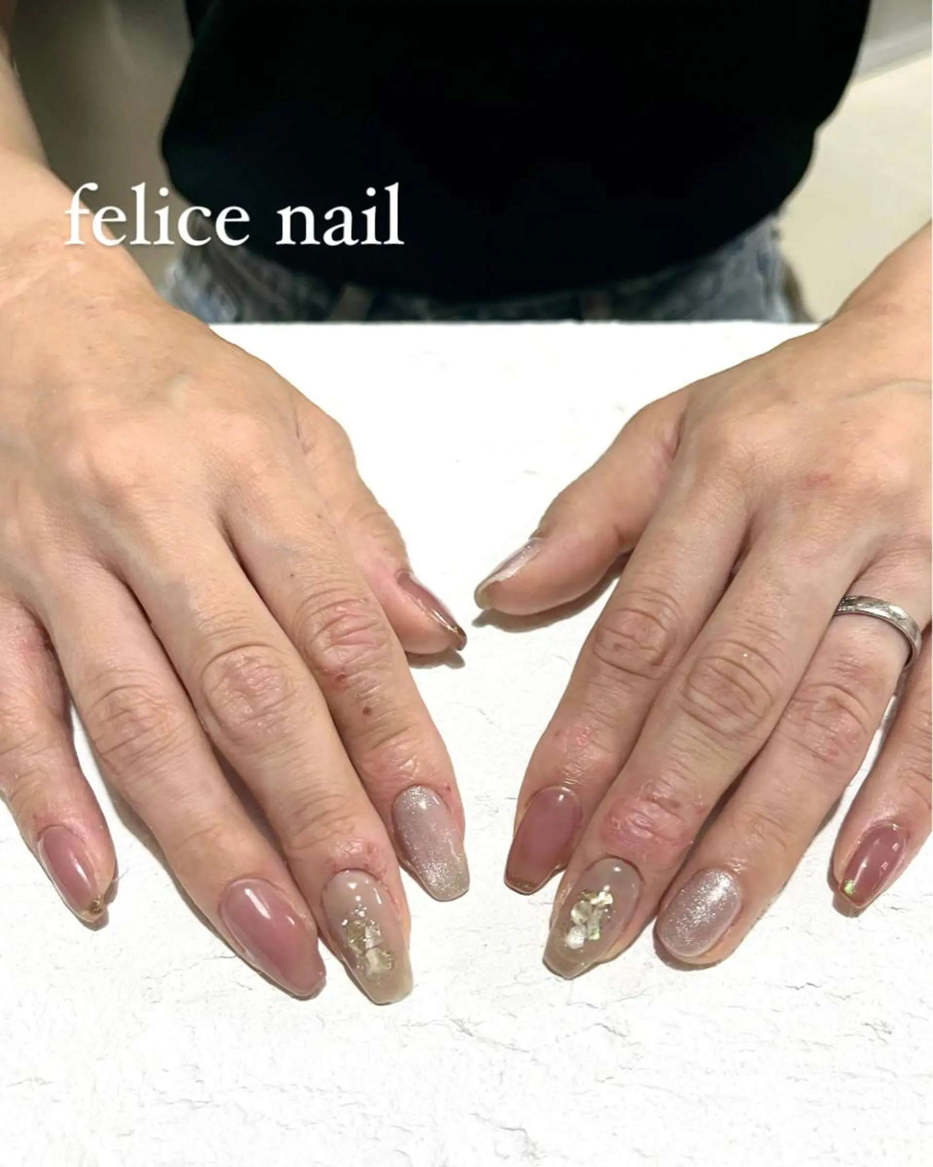 ネイル ジェルネイル マグネットネイル ニュアンスネイル オフィスネイル 夏ネイル felice nailのネイルデザイン