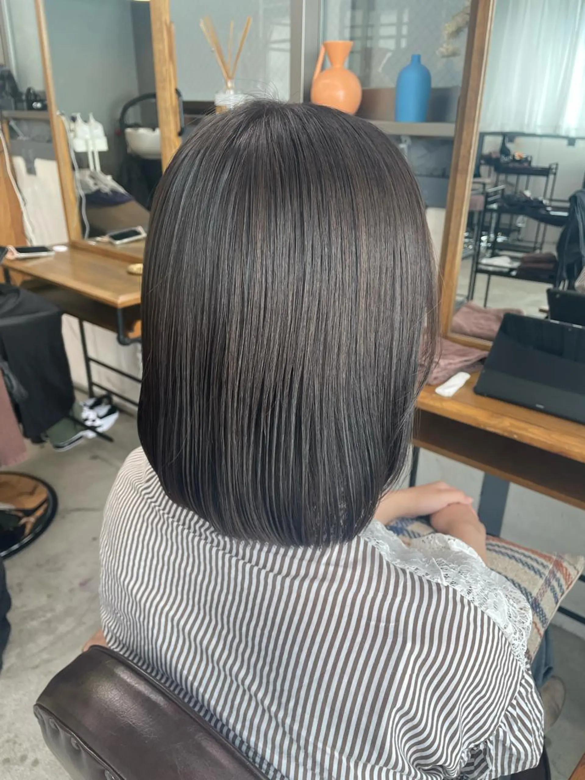 ミディアム カラー ヘアアレンジ 透明感カラー グレージュ ヘアカラー CEINE loq ‪🍒なつきのヘアスタイル